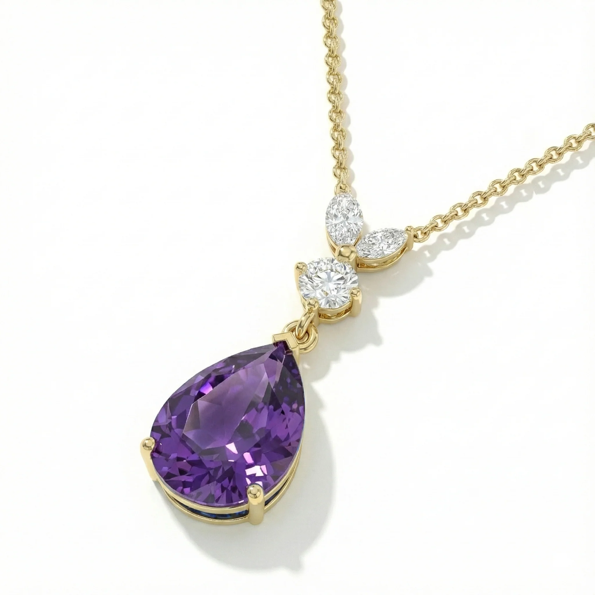 Amethyst Pear Teardrop Pendant Necklace in 925 Sterling Silver 1.7ct - Image 16