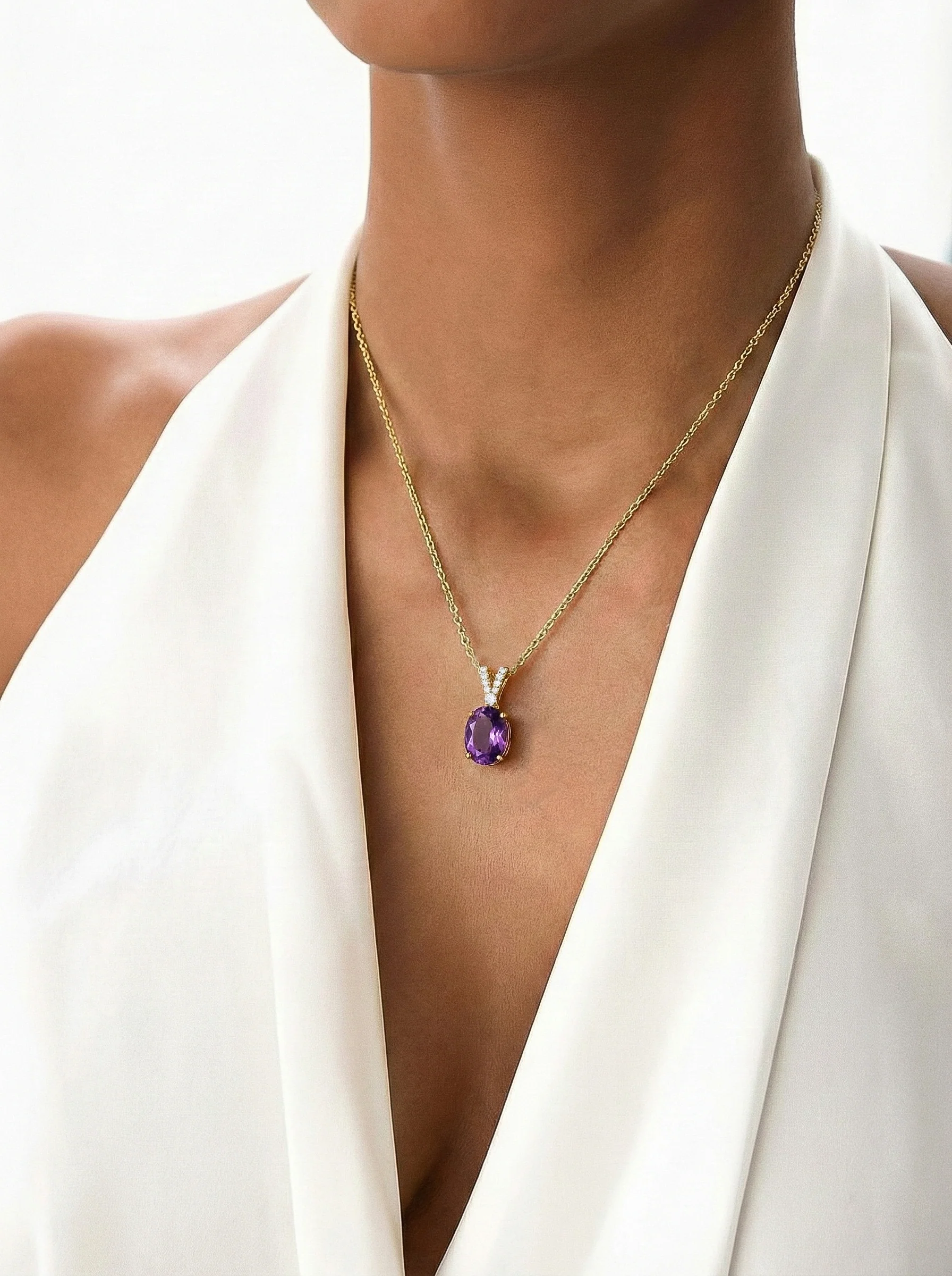 Amethyst Solitaire Pendant Necklace in 925 Sterling Silver 1.2ct - Image 14