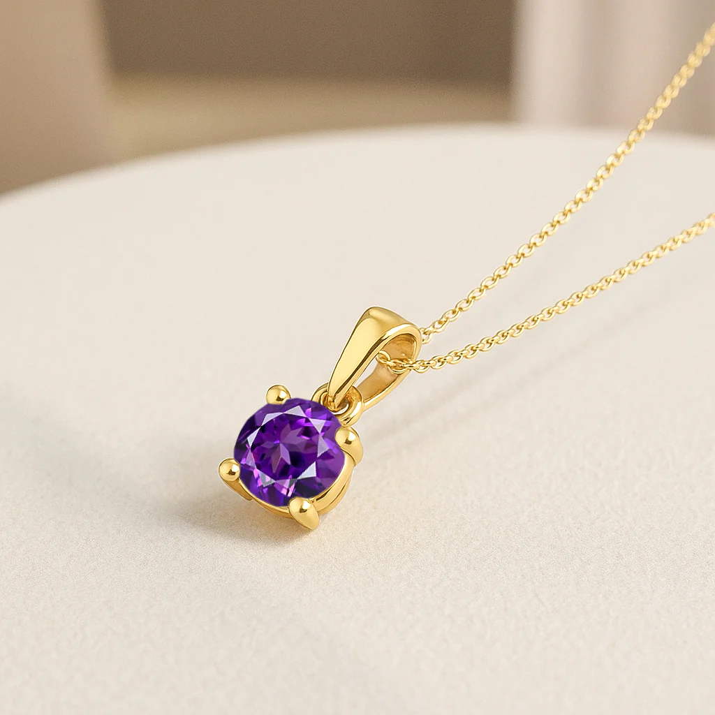 Amethyst Solitaire Teardrop Pendant Necklace in 925 Sterling Silver 7mm 1.5ct - Image 3