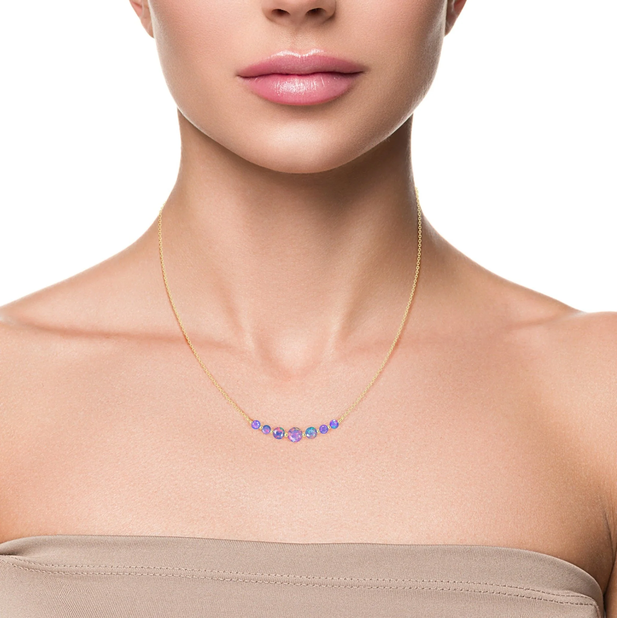 Round Fire Opal Bar Pendant for Women - Image 7