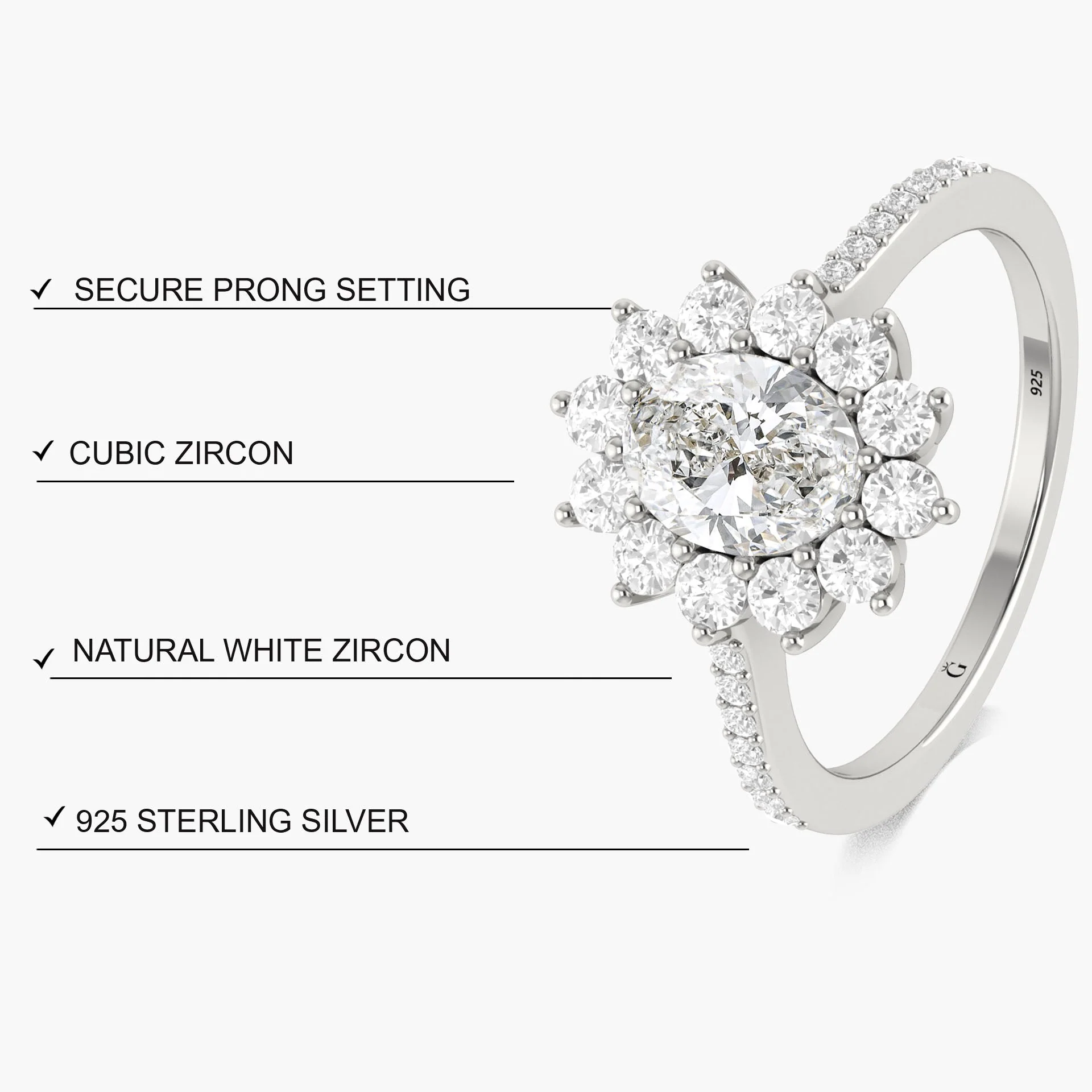 Beautiful sparkle Oval Cubic Zirconia unique design ring - Image 7