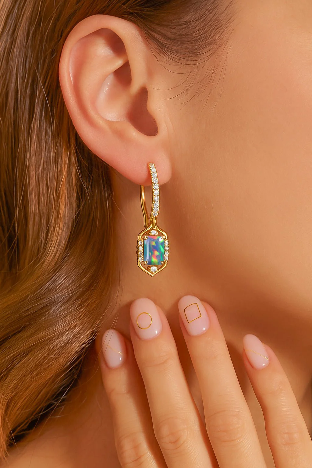Black Opal Drop Earrings with Sterling Silver - Image 3