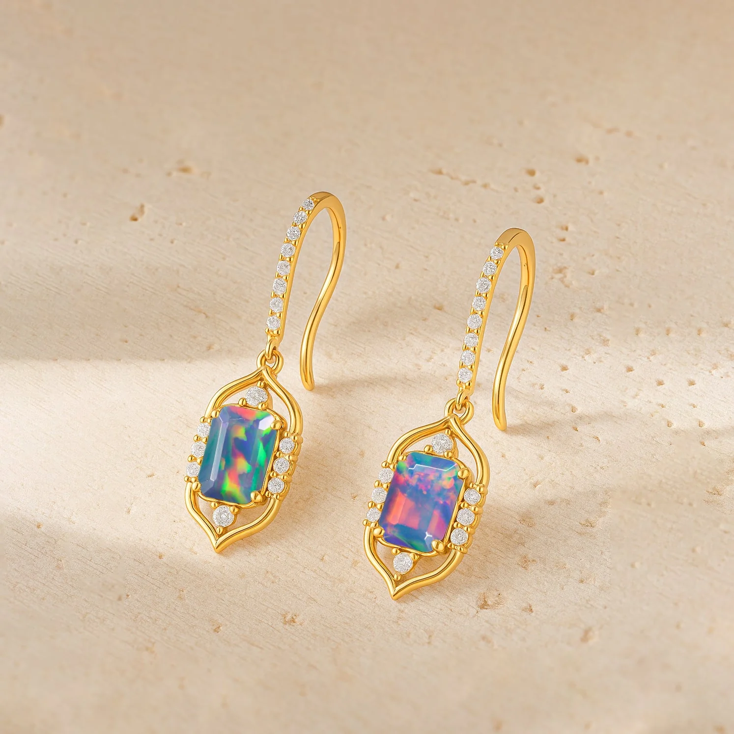 Black Opal Drop Earrings with Sterling Silver - Image 4