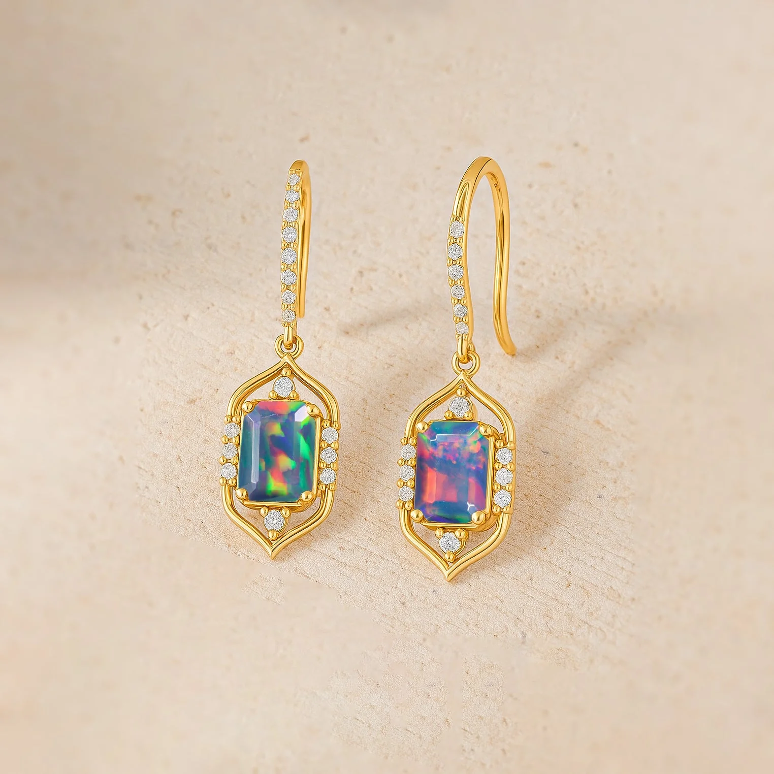 Black Opal Drop Earrings with Sterling Silver - Image 6