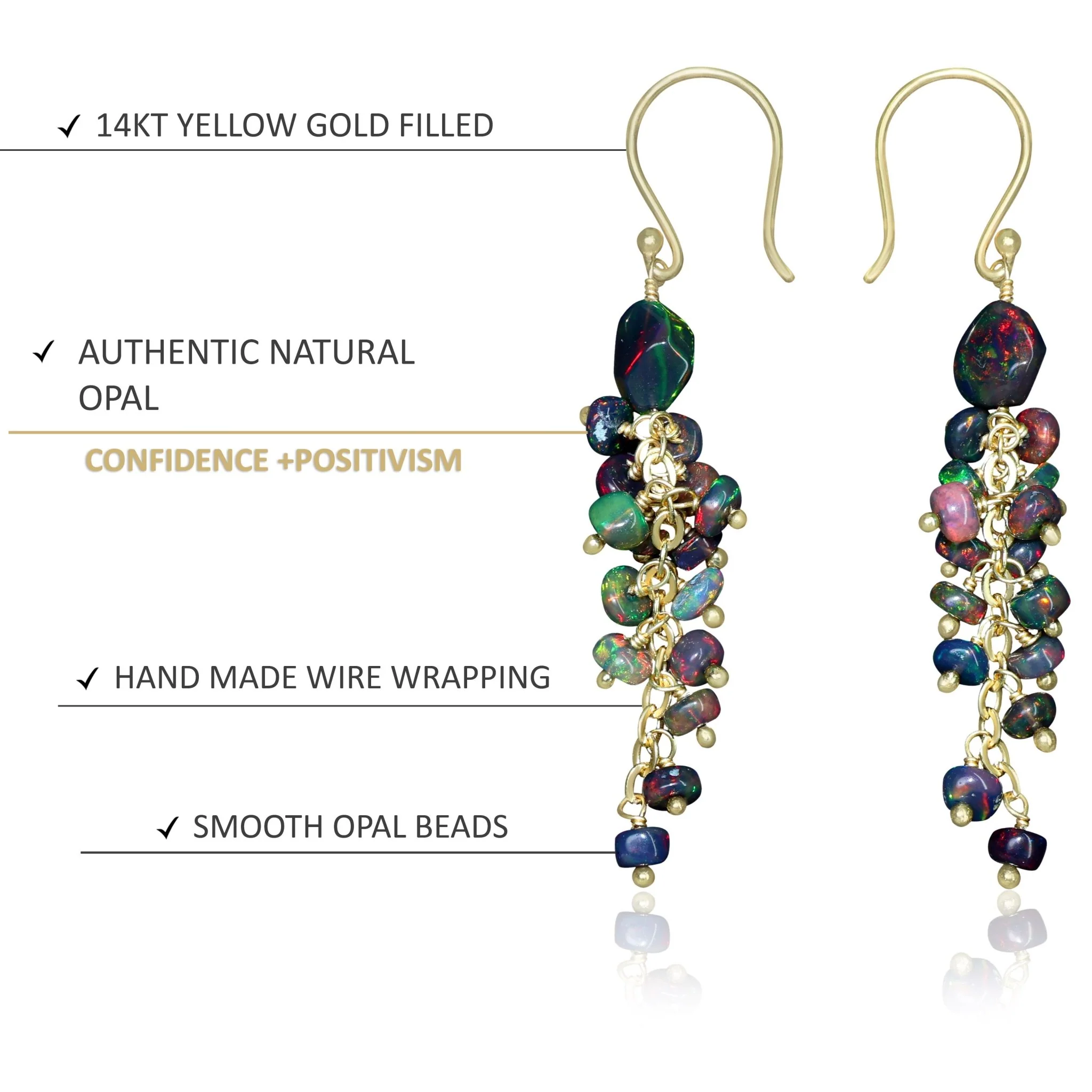 Black Opal Handmade Drop and Dangle Earring - Image 4