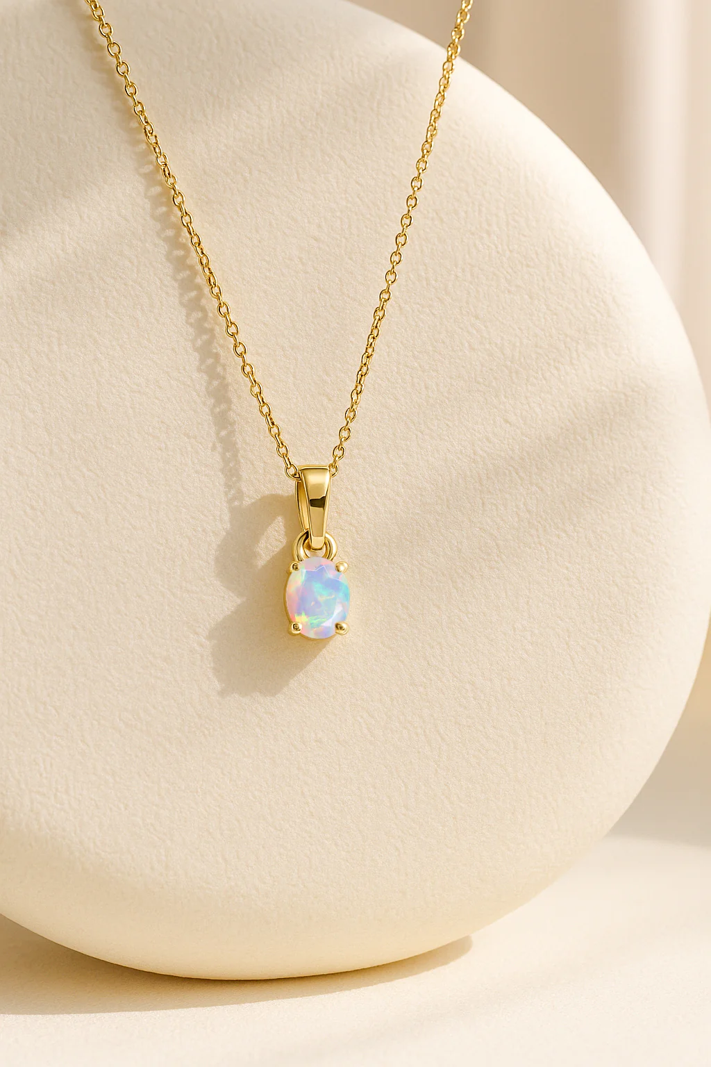 White Opal Oval Teardrop Pendant Necklace in 925 Sterling Silver 1.20ct - Image 8