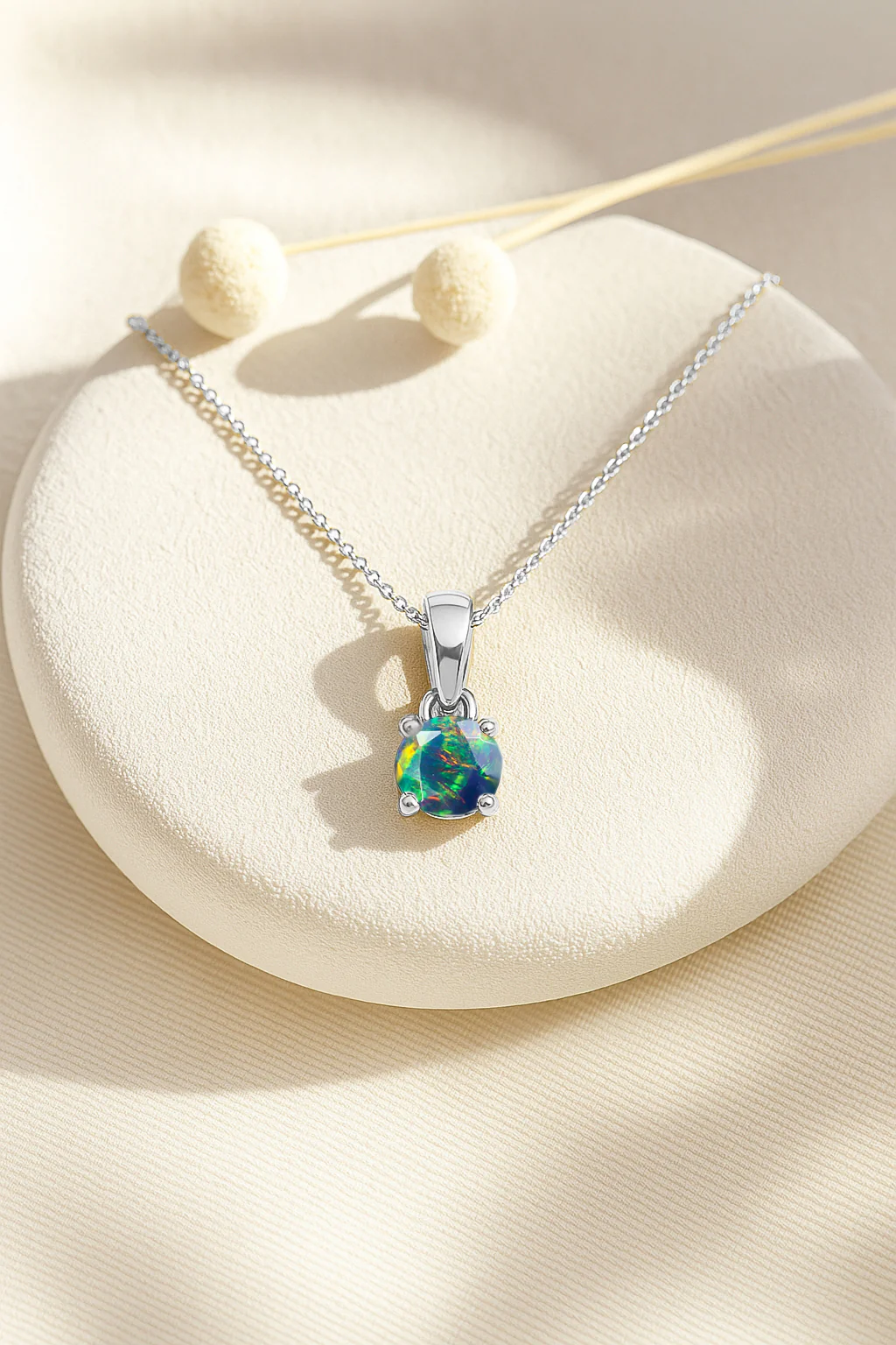 Black Opal Solitaire Teardrop Pendant Necklace in 925 Sterling Silver 7mm 1.2ct - Image 10