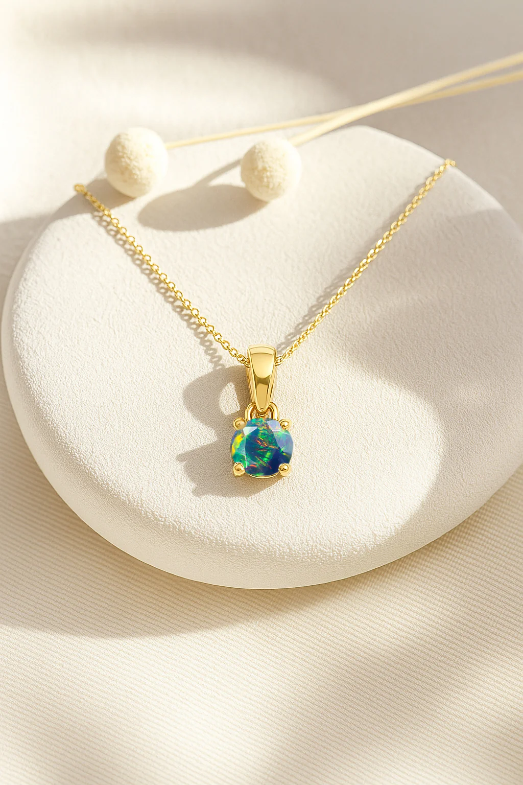 Black Opal Solitaire Teardrop Pendant Necklace in 925 Sterling Silver 7mm 1.2ct - Image 4
