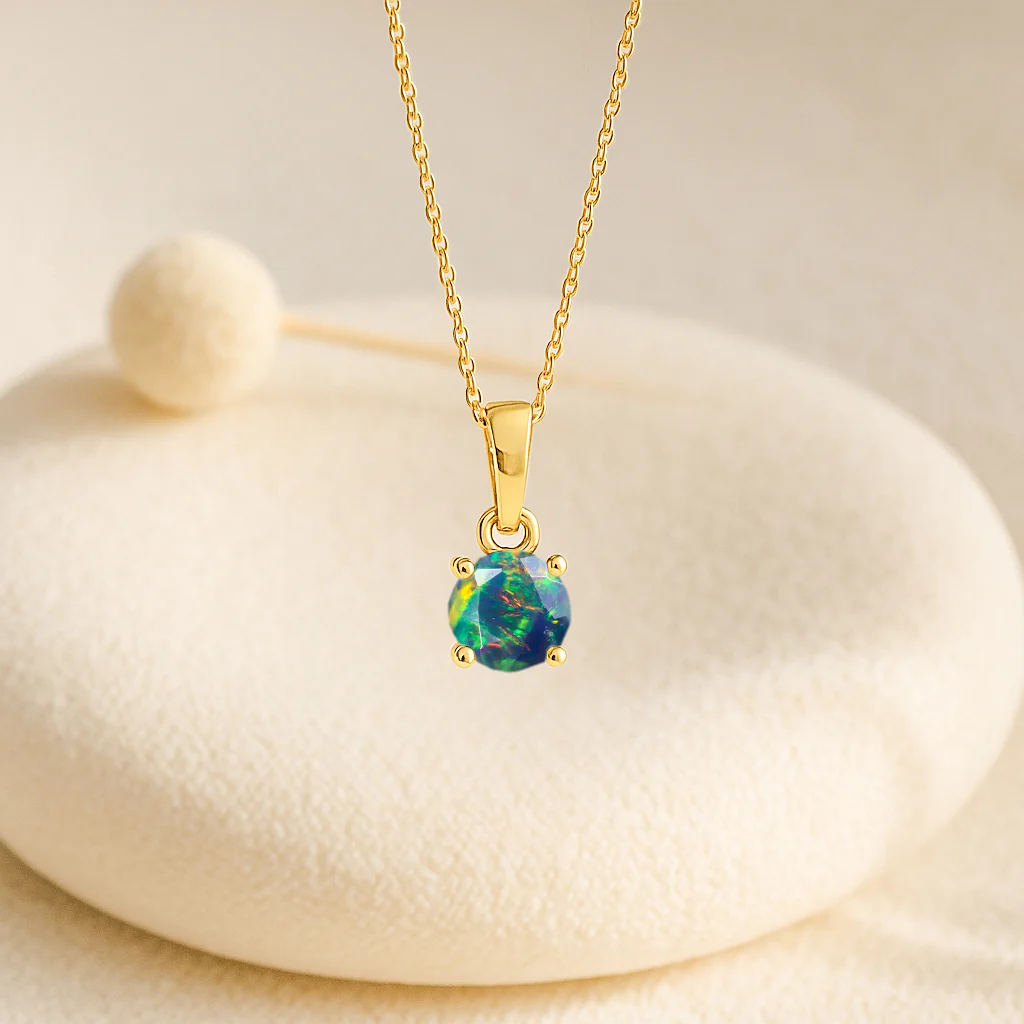 Black Opal Solitaire Teardrop Pendant Necklace in 925 Sterling Silver 7mm 1.2ct - Image 5