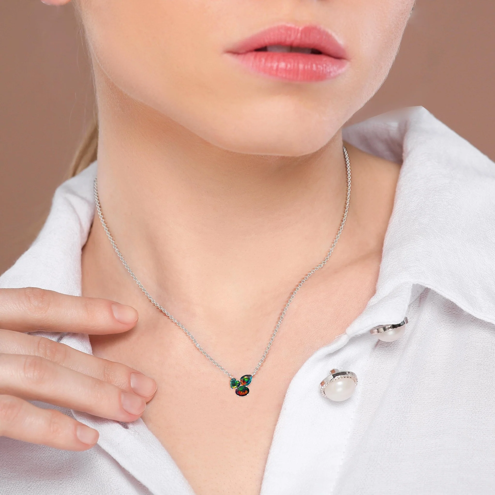 Black Opal Three Stone Pendant Jewelry - Image 4