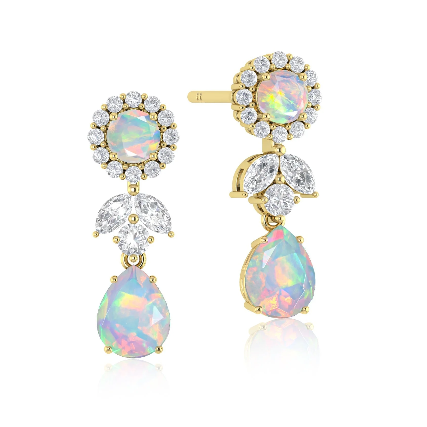 Blue Fire Dual Opal Drop and Stud Earring - Image 3