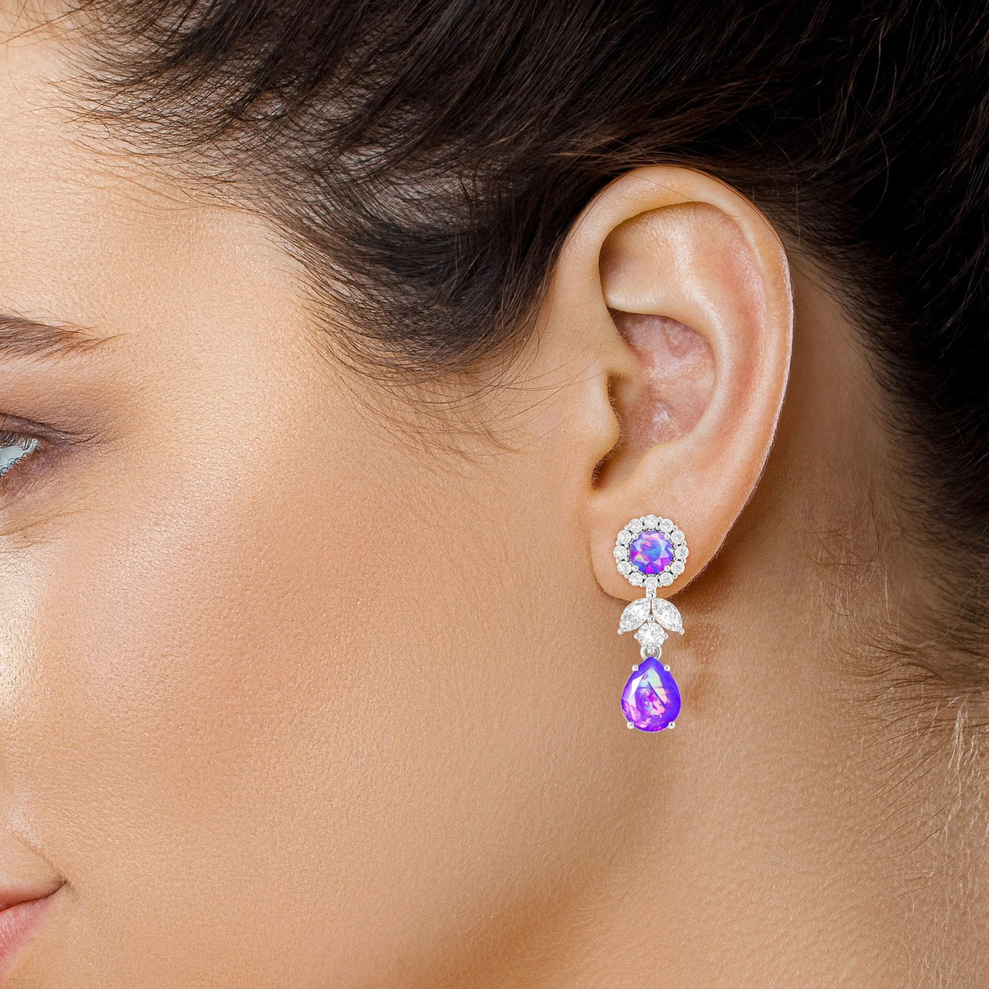 Blue Fire Dual Opal Drop and Stud Earring - Image 8