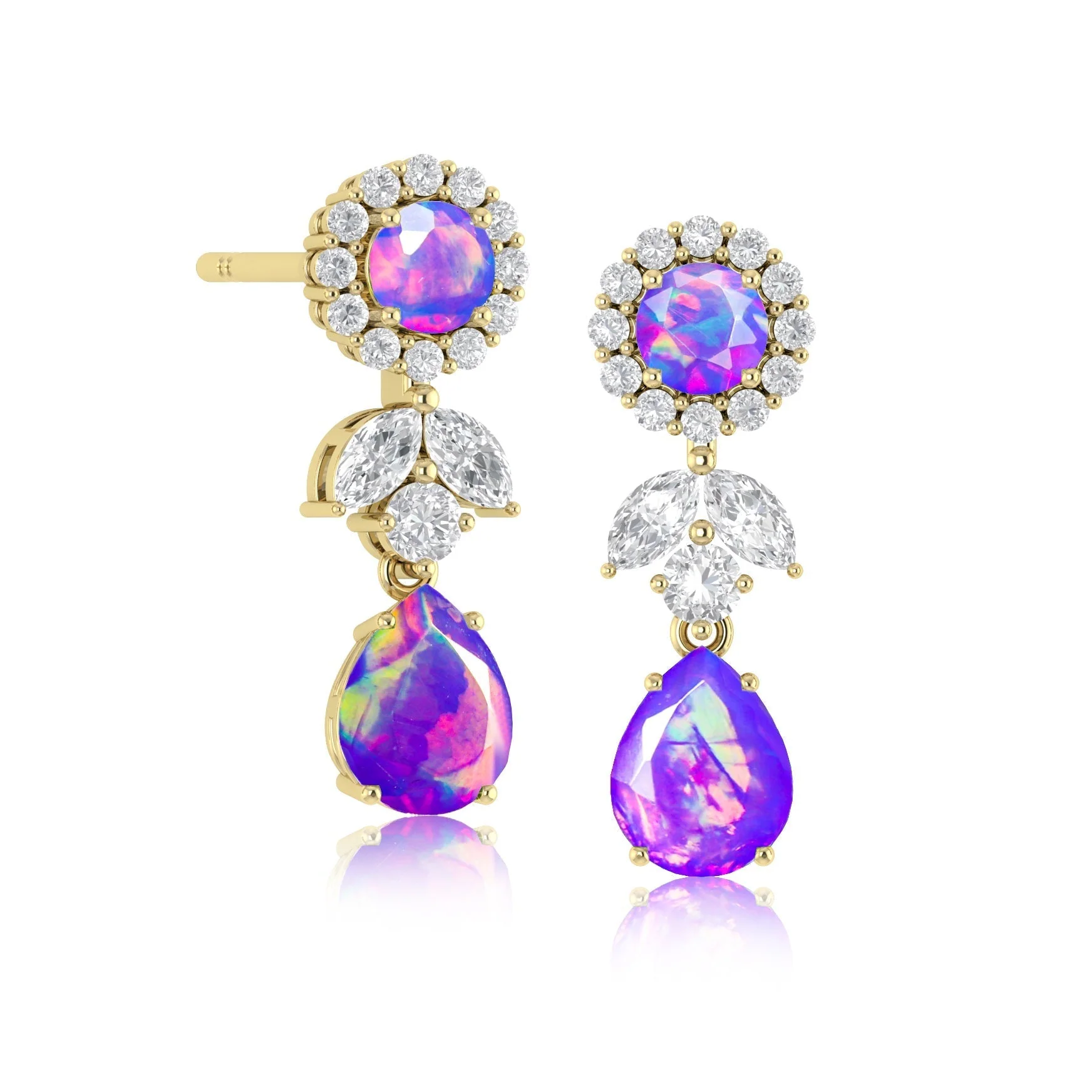 Blue Fire Dual Opal Drop and Stud Earring - Image 9