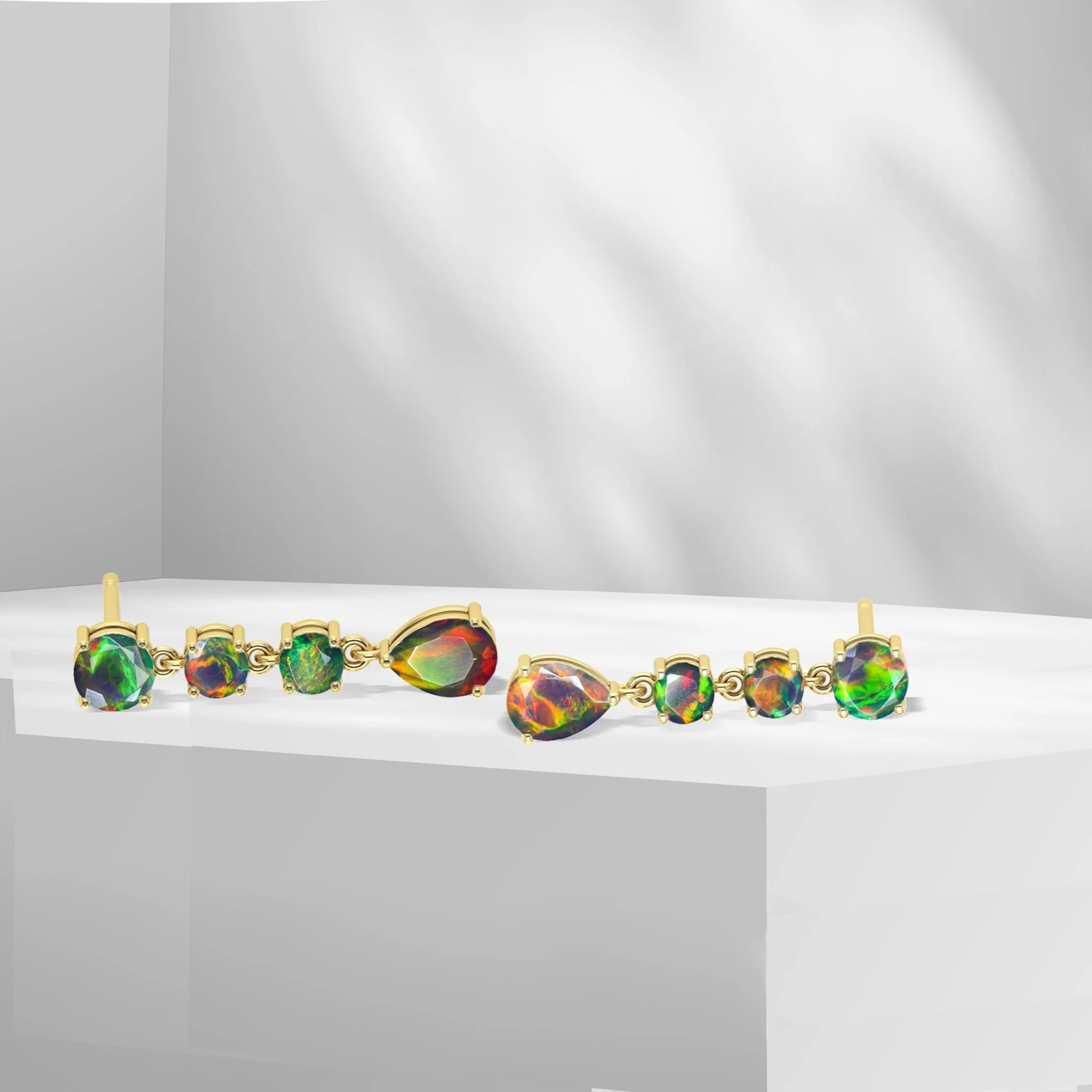 Blue Fire Opal Stone Stud Earring - Image 9