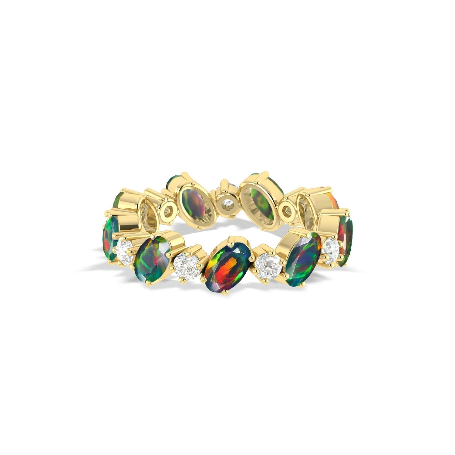 Blue Fire Oval Faceted Opal Ring for Women - Image 7