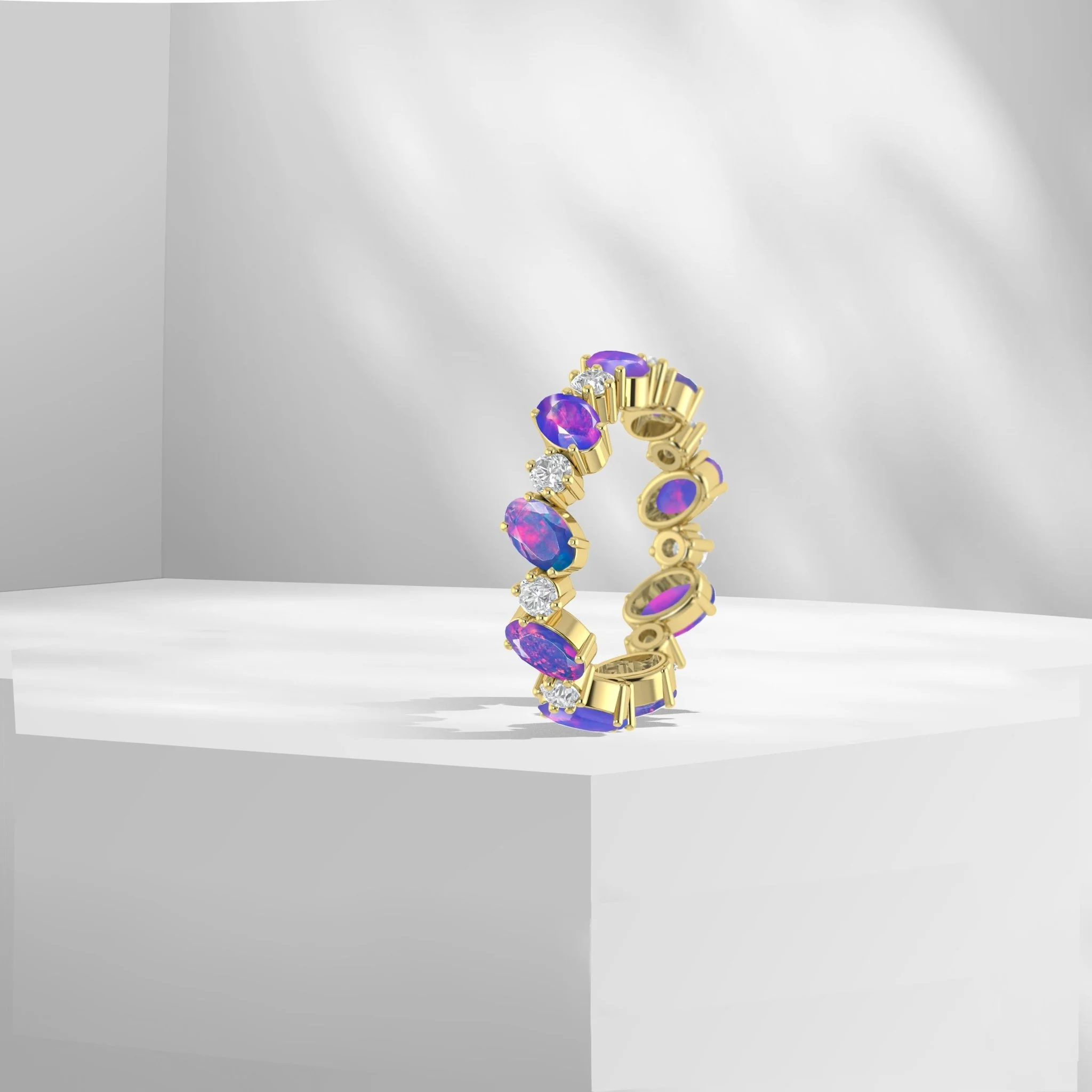 Blue Fire Oval Faceted Opal Ring for Women - Image 9