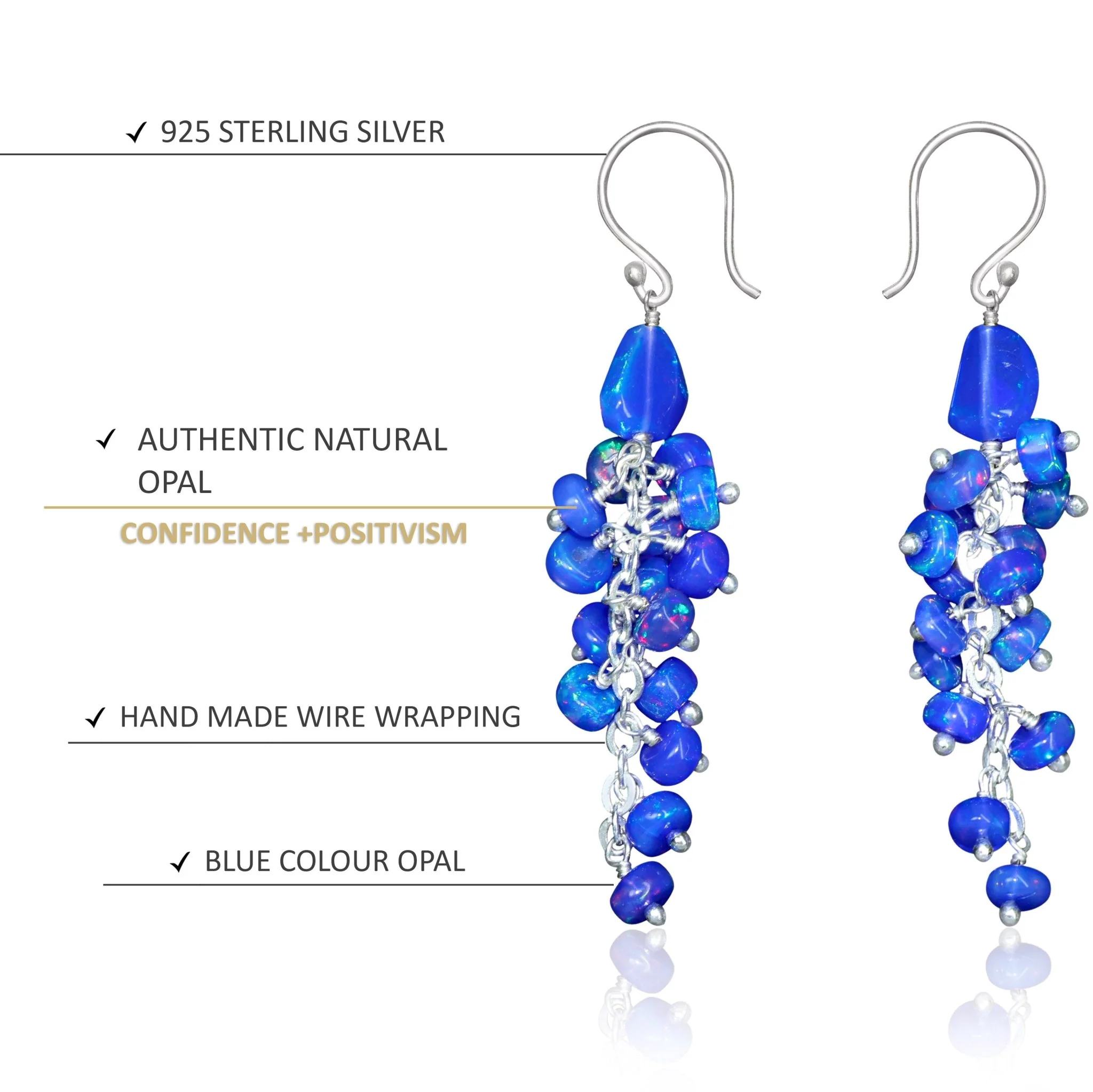 Blue Opal Handmade Drop and Dangle Earring - Image 4
