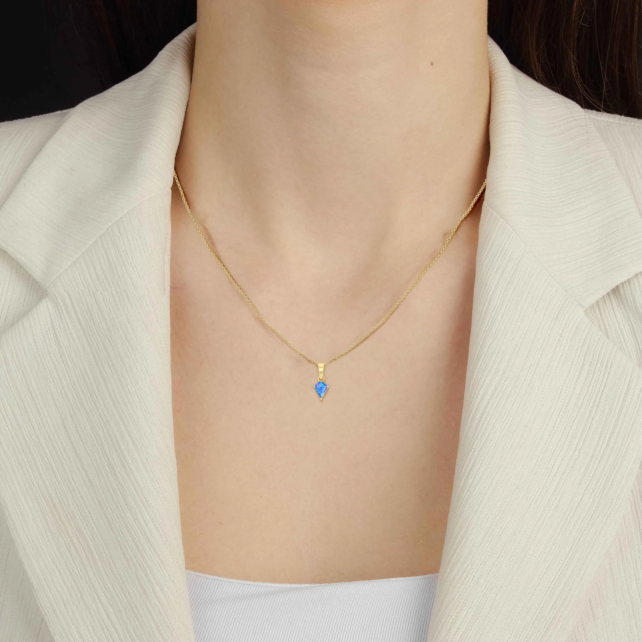 Blue Opal Kite Gemstone Pendant Necklace - Image 5