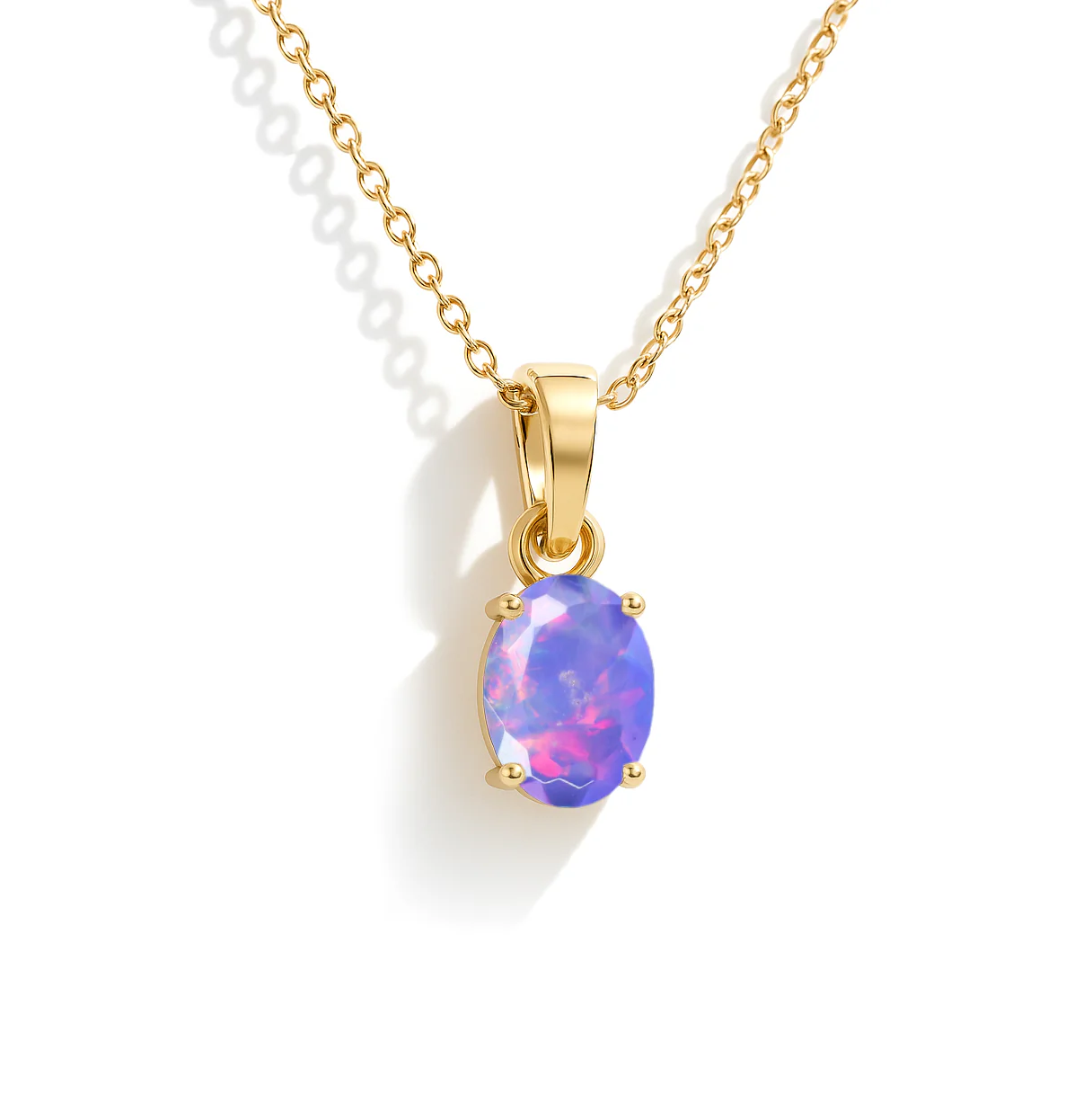 Lavender Opal Oval Teardrop Pendant Necklace in 925 Sterling Silver 1.20ct - Image 6