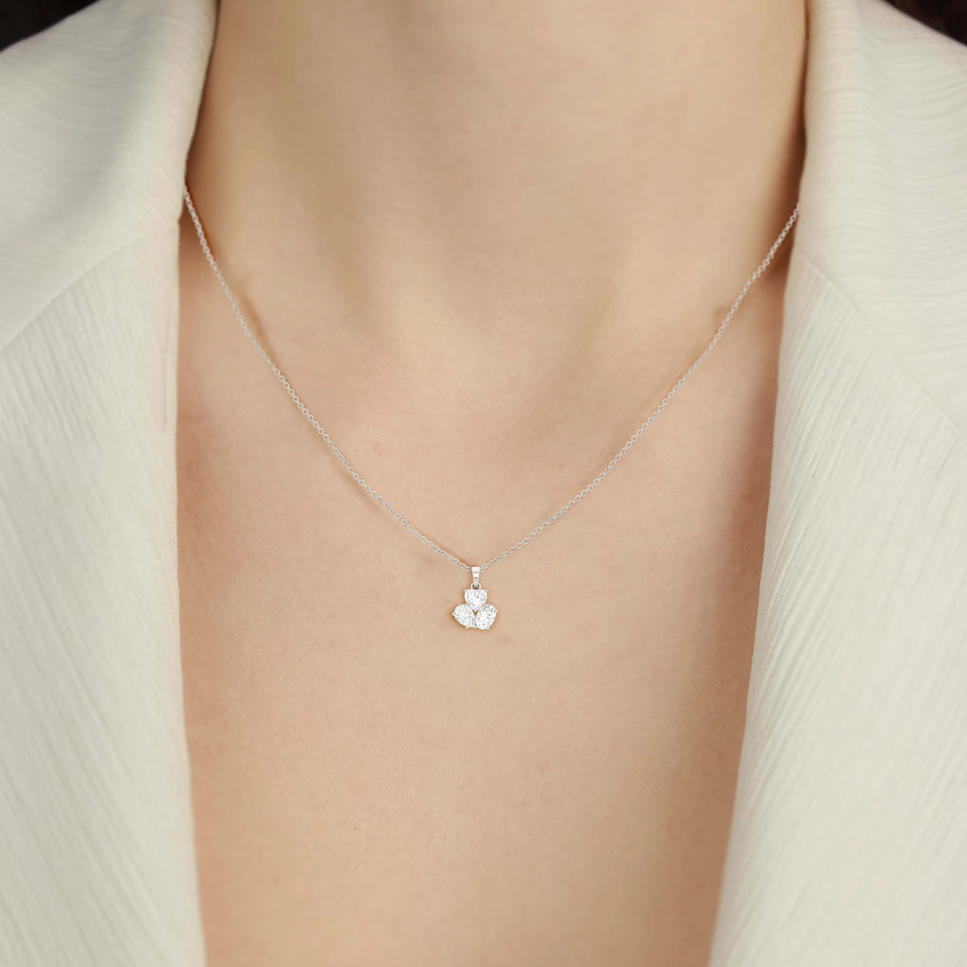 Cubic Zirconia 3 Stone Heart Pendant Necklace in 925 Sterling Silver 1.65ct - Image 5