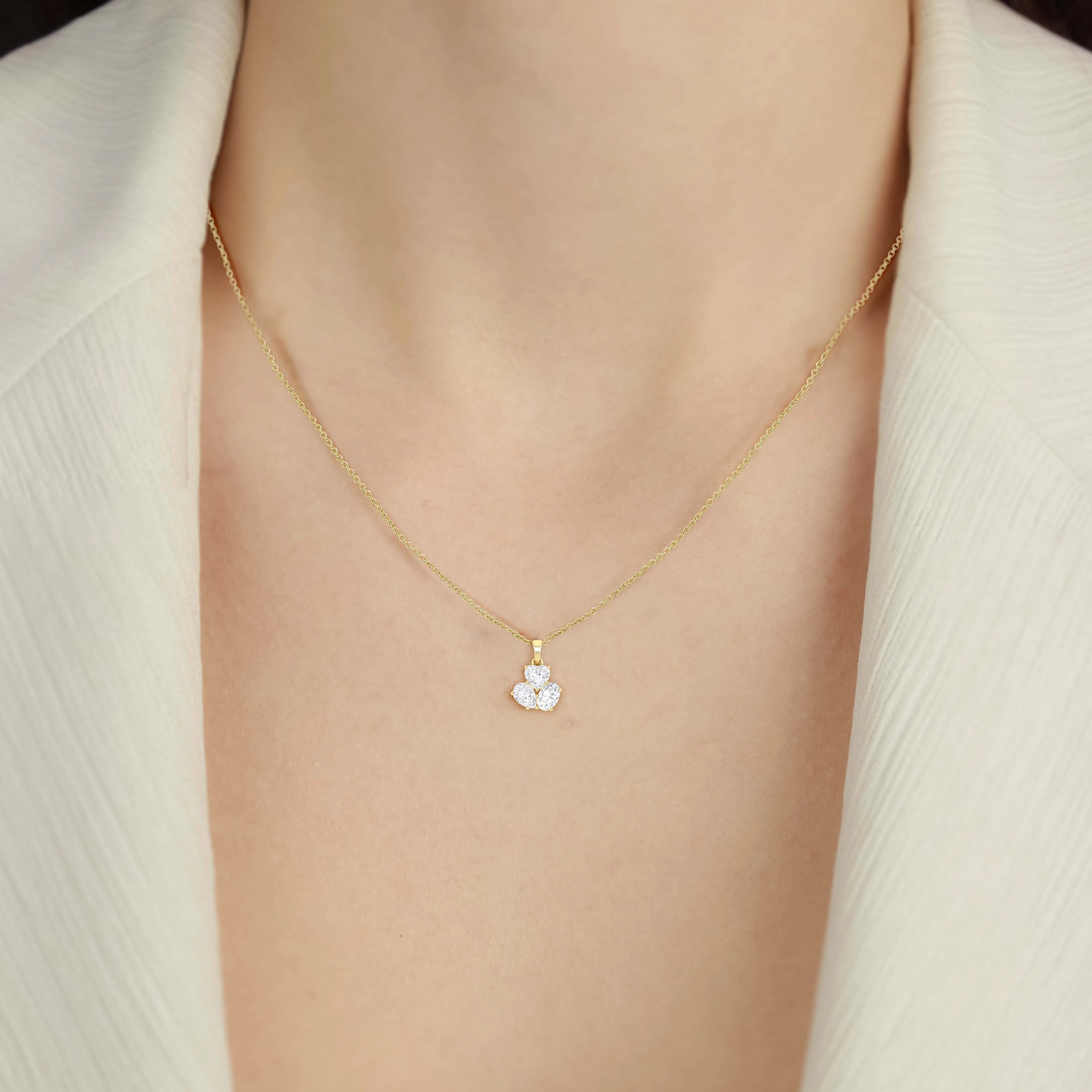 Cubic Zirconia 3 Stone Heart Pendant Necklace in 925 Sterling Silver 1.65ct - Image 6