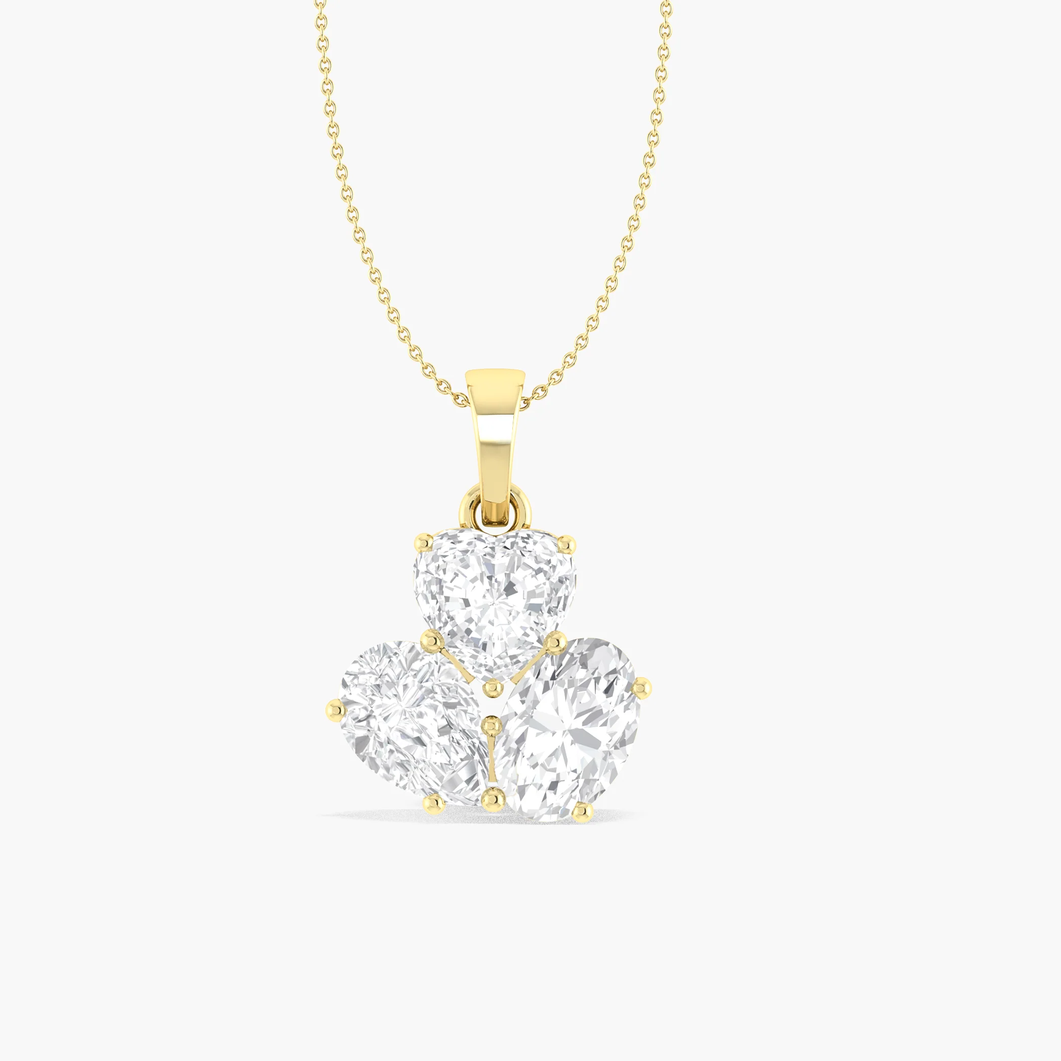 Cubic Zirconia 3 Stone Heart Pendant Necklace in 925 Sterling Silver 1.65ct - Image 8