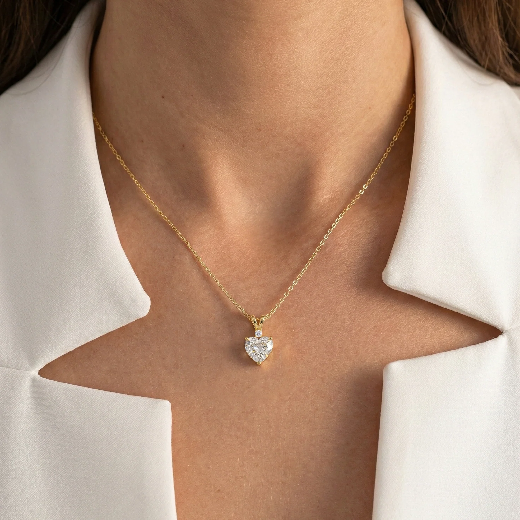 Cubic Zirconia Heart Pendant Necklace in 925 Sterling Silver 1.5ct - Image 14