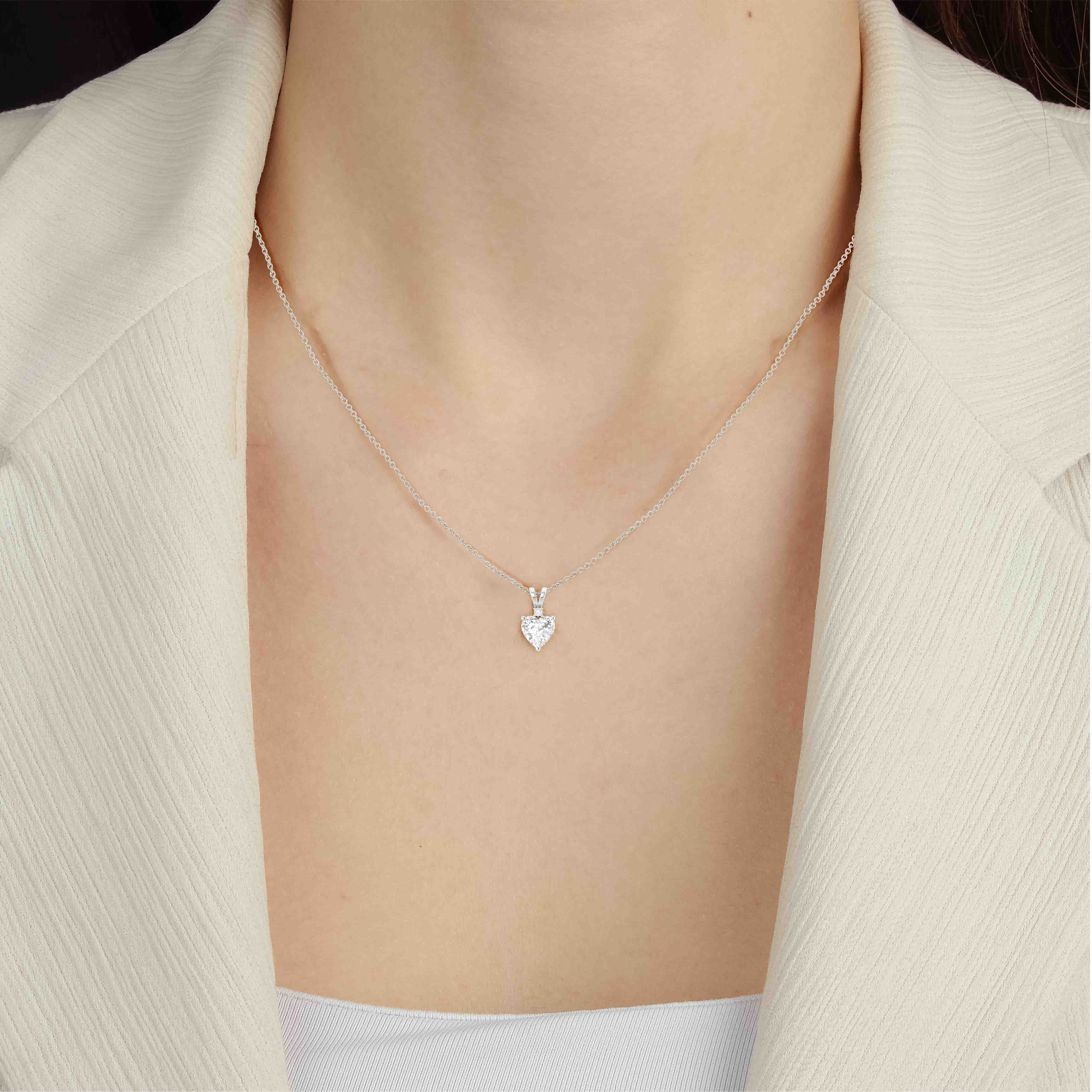 Cubic Zirconia Heart Pendant Necklace in 925 Sterling Silver 7mm 1.5ct - Image 5