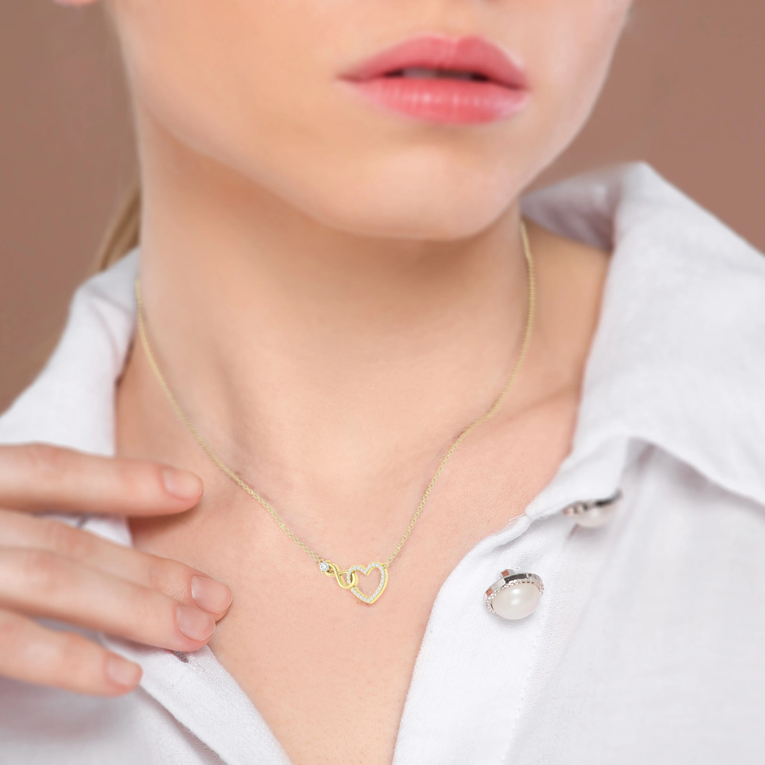 Cubic Zirconia Round Infinity Heart Pendant Necklace in 925 Sterling Silver - Image 5
