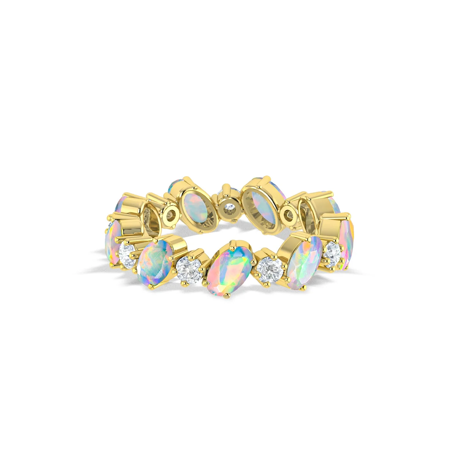 Black Fire Oval Faceted Opal Ring for Women - Image 3