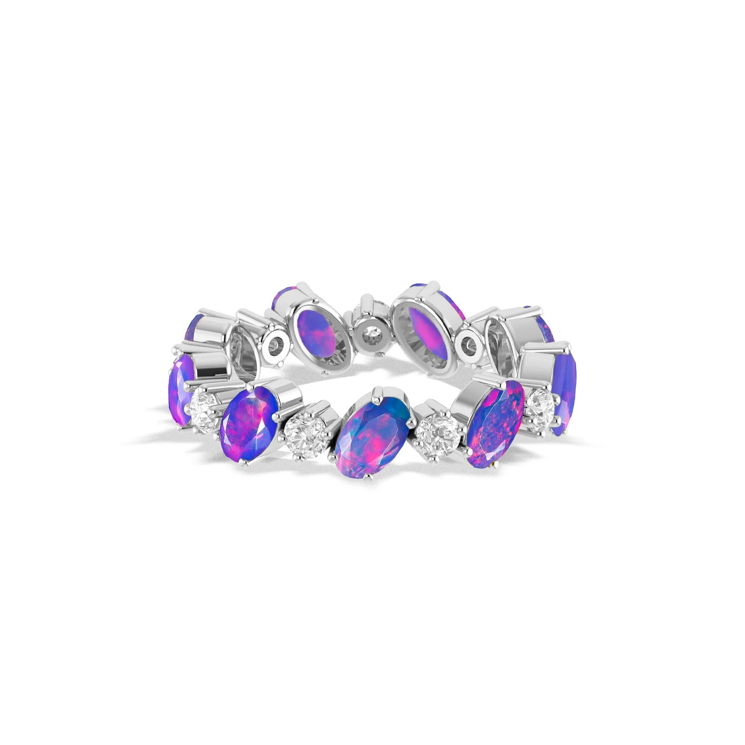 Black Fire Oval Faceted Opal Ring for Women - Image 8