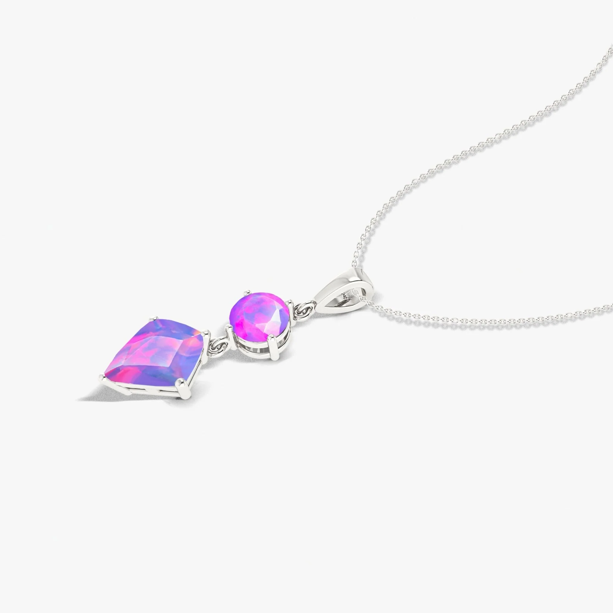 Kite and Round Fire Ethiopian opal pendant Gold chain necklace - Image 12