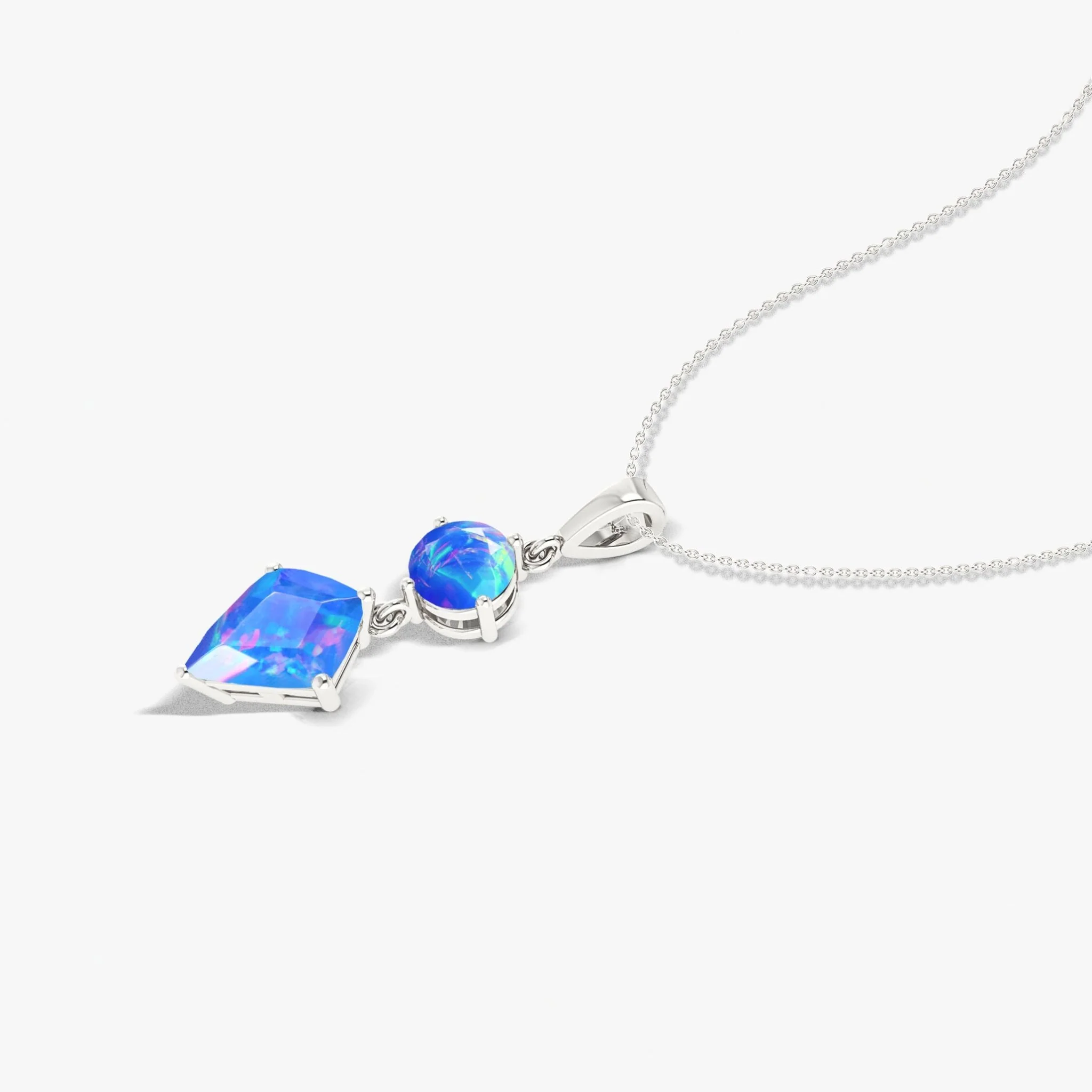 Kite and Round Fire Ethiopian opal pendant Gold chain necklace - Image 20