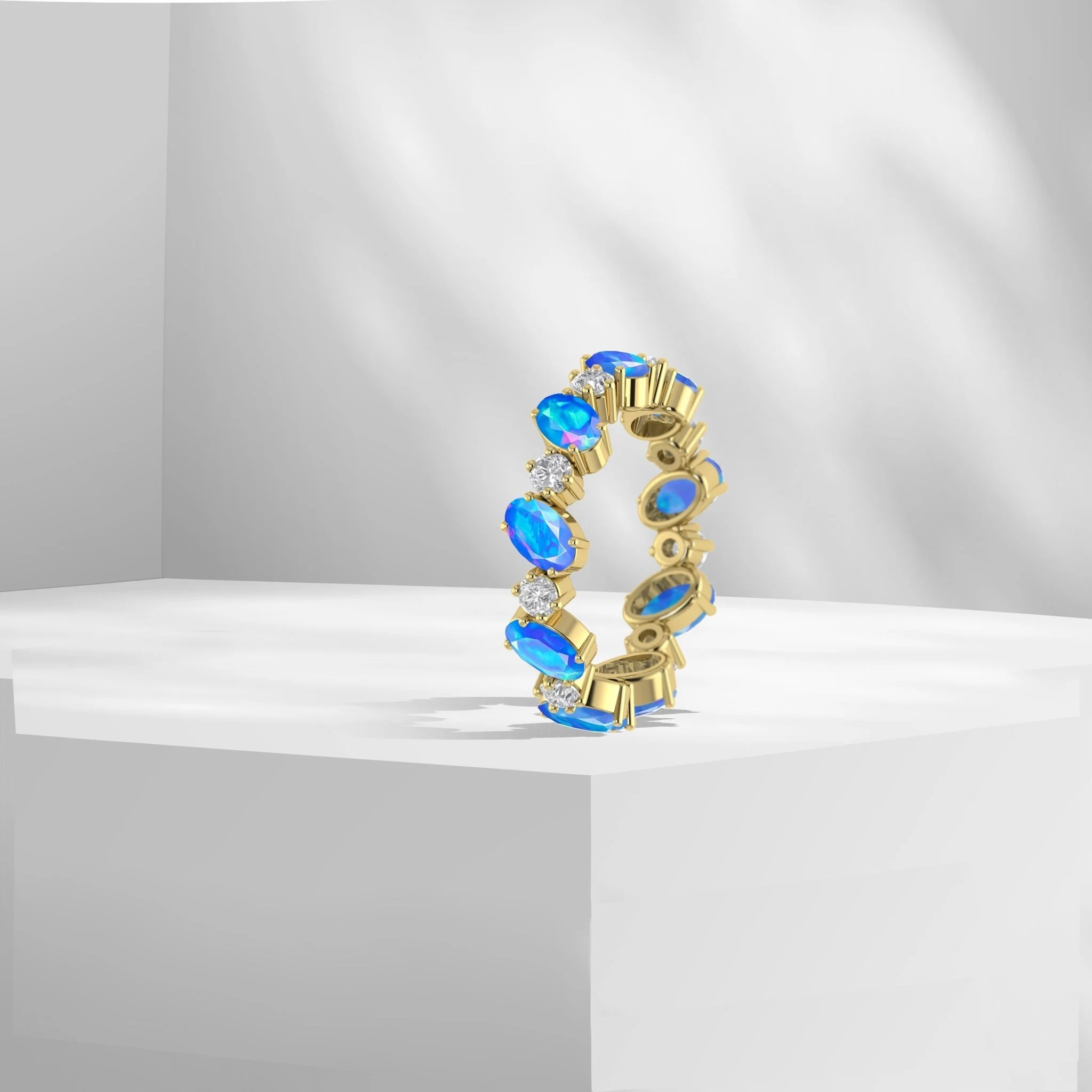 Lavender Fire Oval Faceted Opal Ring for Women - Image 4