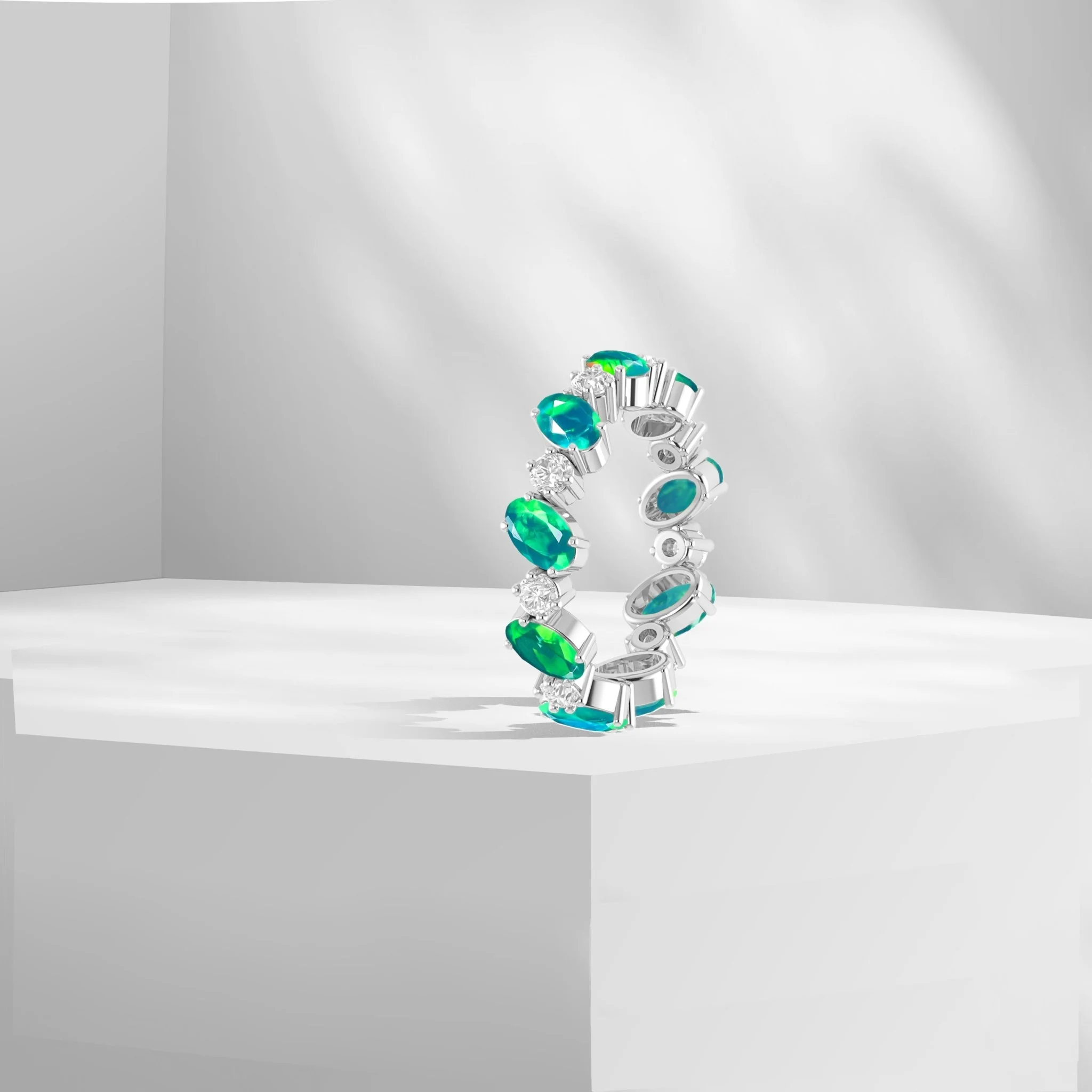 Lavender Fire Oval Faceted Opal Ring for Women - Image 6