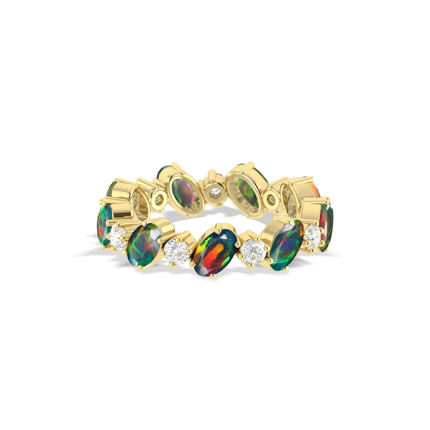 Lavender Fire Oval Faceted Opal Ring for Women - Image 8