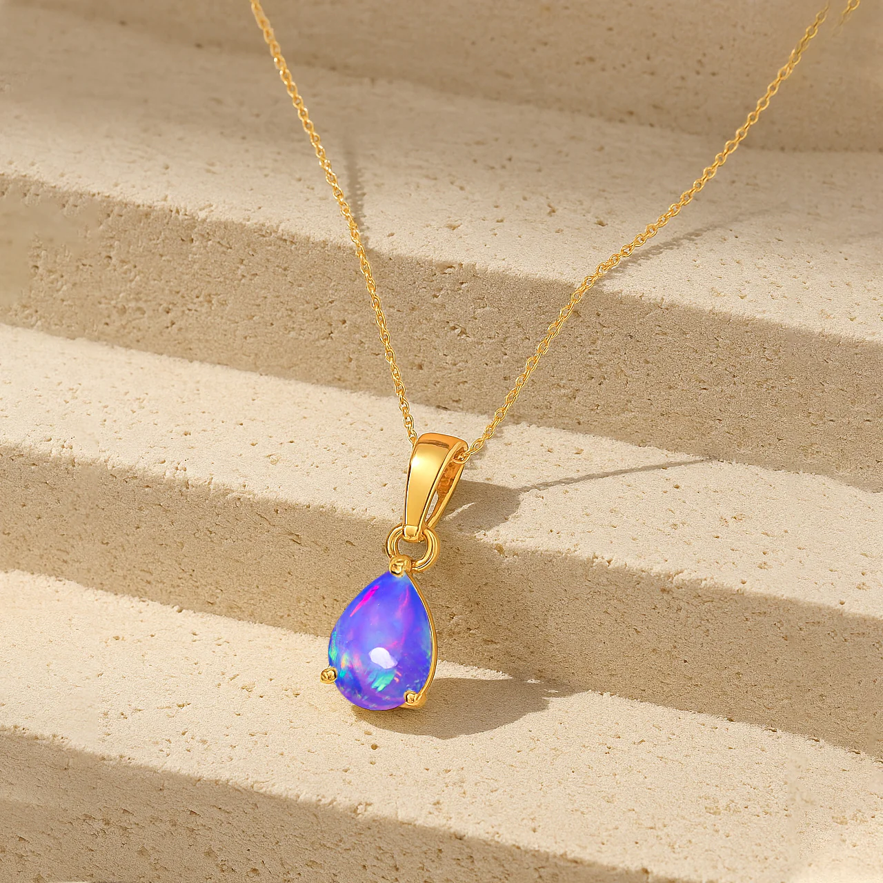 Lavender Opal Pear Solitaire Teardrop Pendant Necklace in 925 Sterling Silver 1.20ct - Image 8