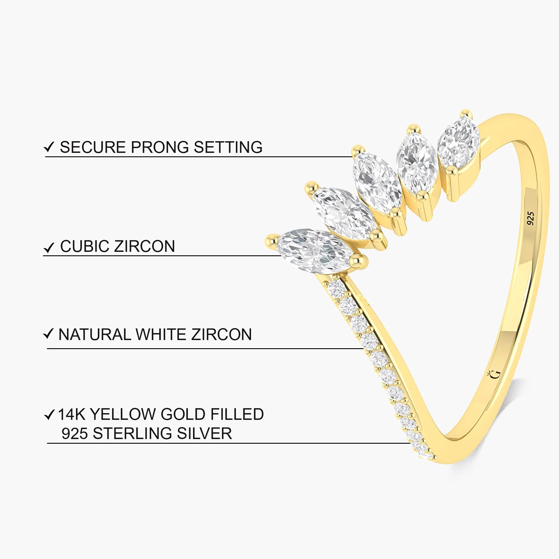 Marquise shape 4 Cubic Zirconia Handcrafted ring - Image 6