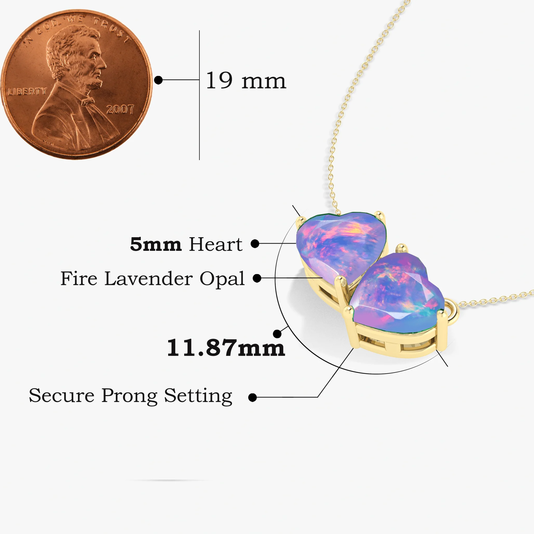 Multifire Lavender Opal Dual Heart Pendant - Image 3