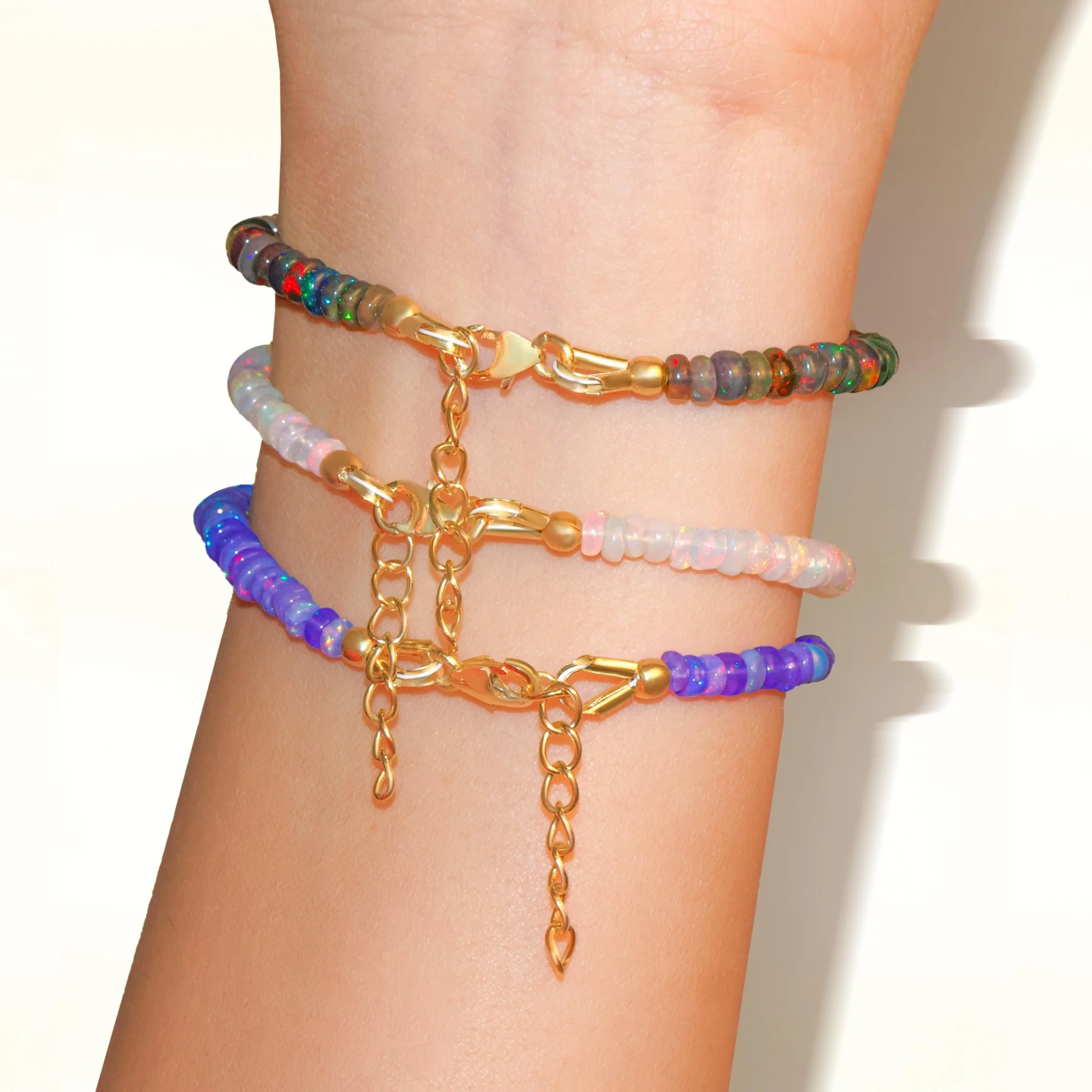 Natural Black Opal Plain Beaded Bracelet Handmade Jewelry - Image 4
