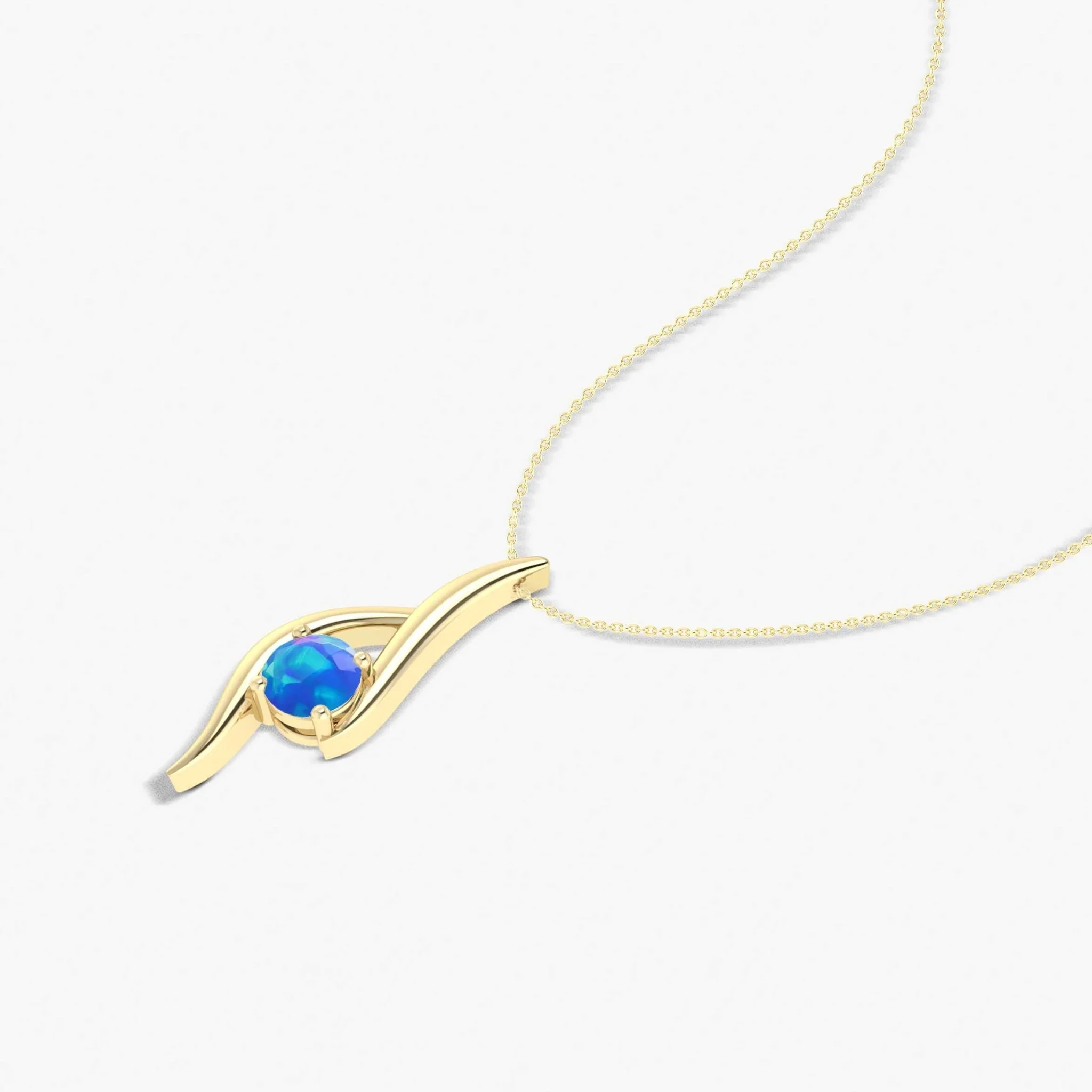 Natural Blue Opal Bypass Pendant Chain Necklace - Image 4