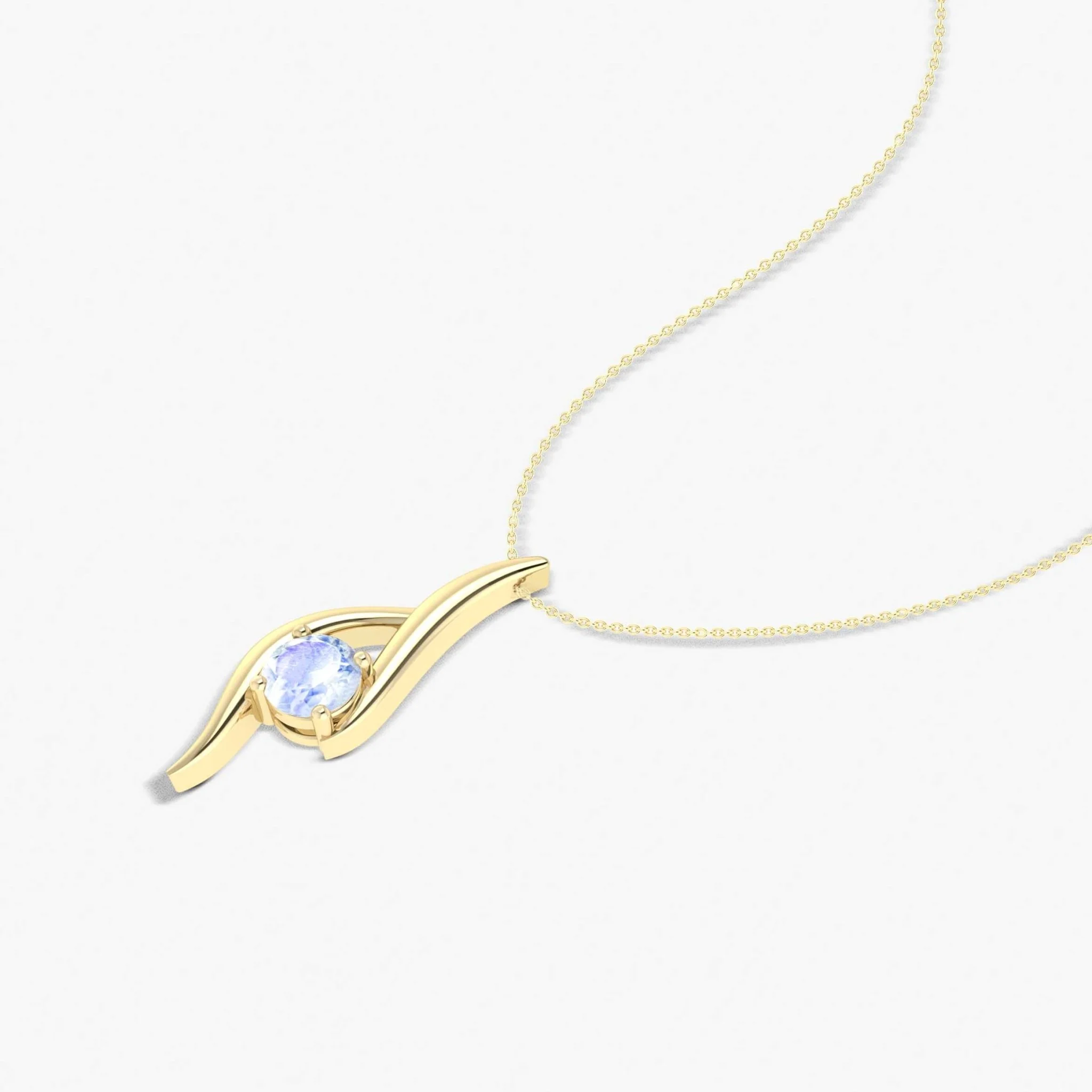Natural Moonstone Bypass Pendant Chain Necklace - Image 4