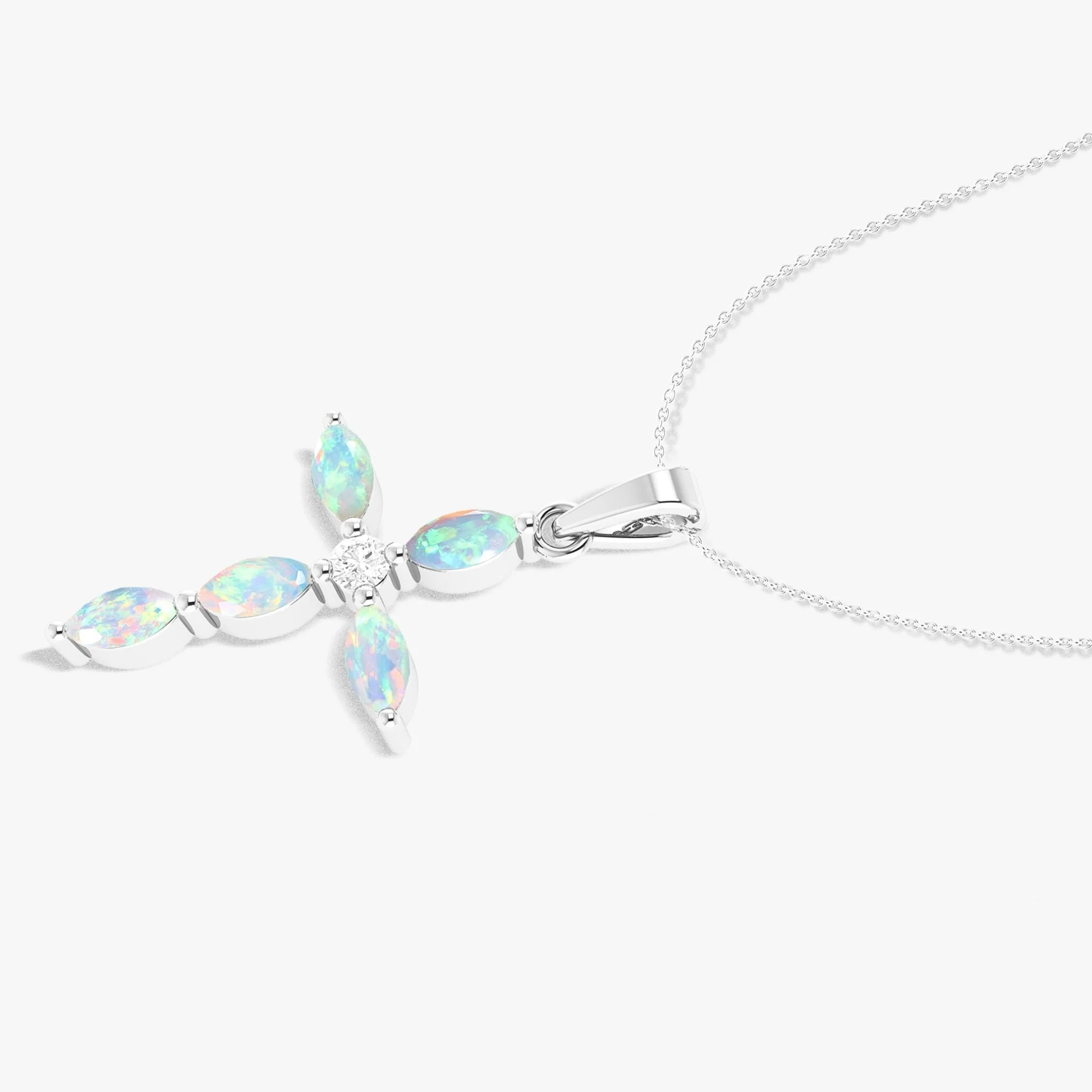 Natural Multi Fire Opal Marquise Shape Gemstone Pendant Necklace - Image 27