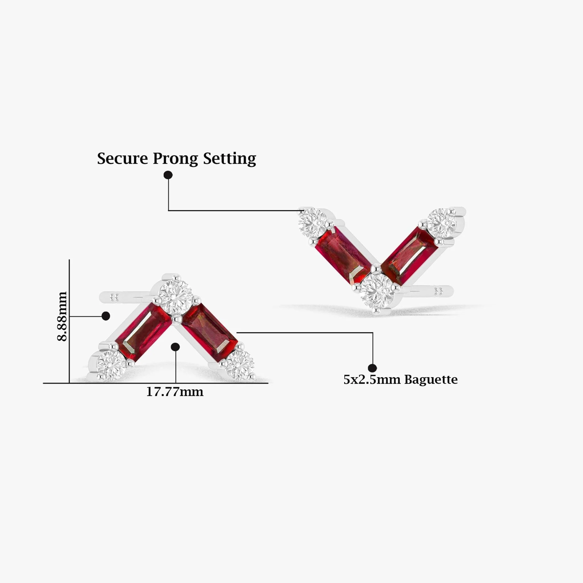 Natural Ruby AV Style Stud Earrings - Image 5