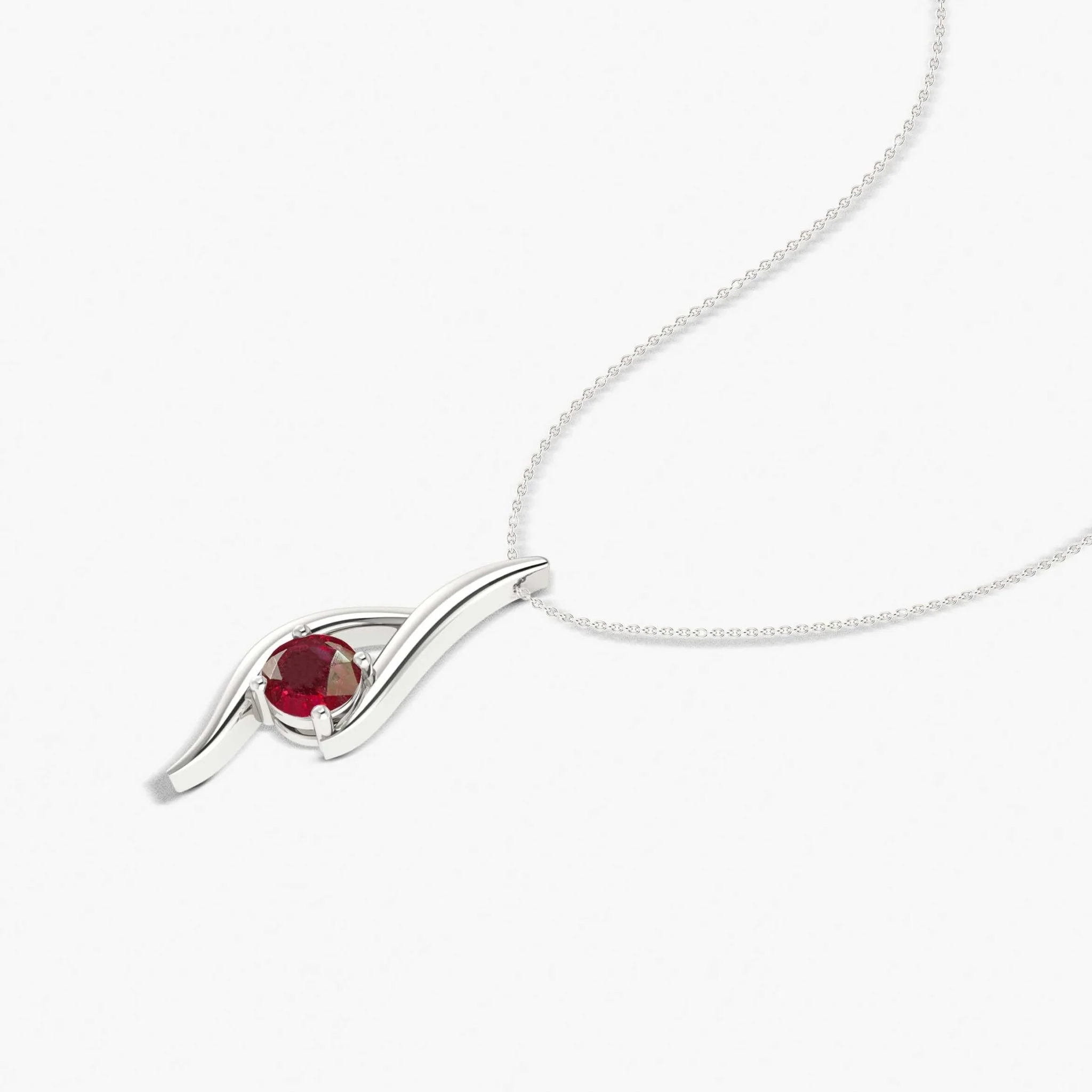 Natural Ruby Bypass Pendant Chain Necklace - Image 4