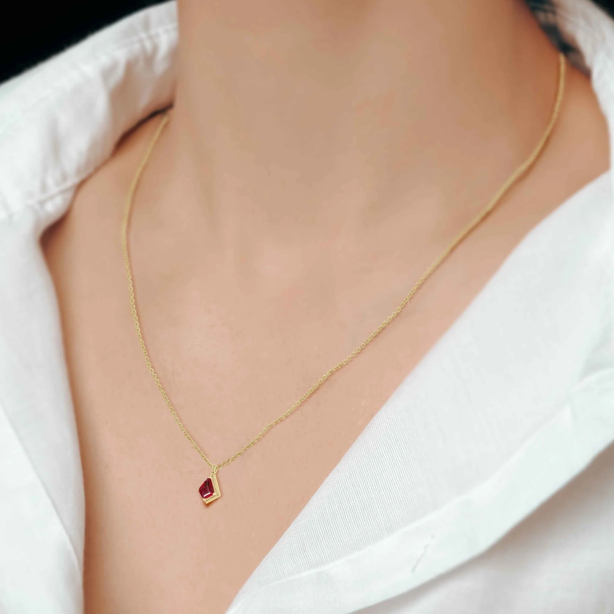 Natural Ruby Kite Style Chain Pendant Necklace - Image 3