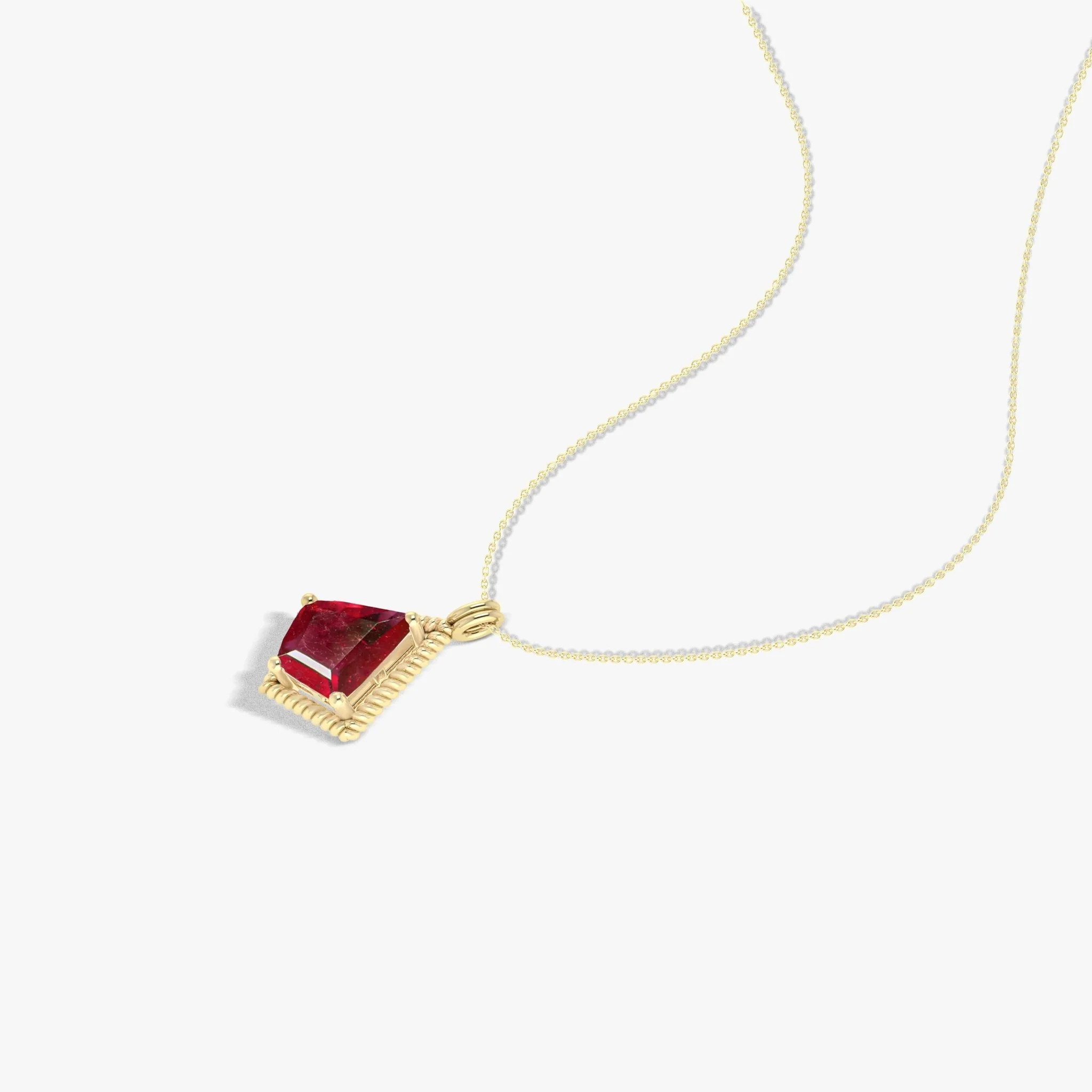 Natural Ruby Kite Style Chain Pendant Necklace - Image 4