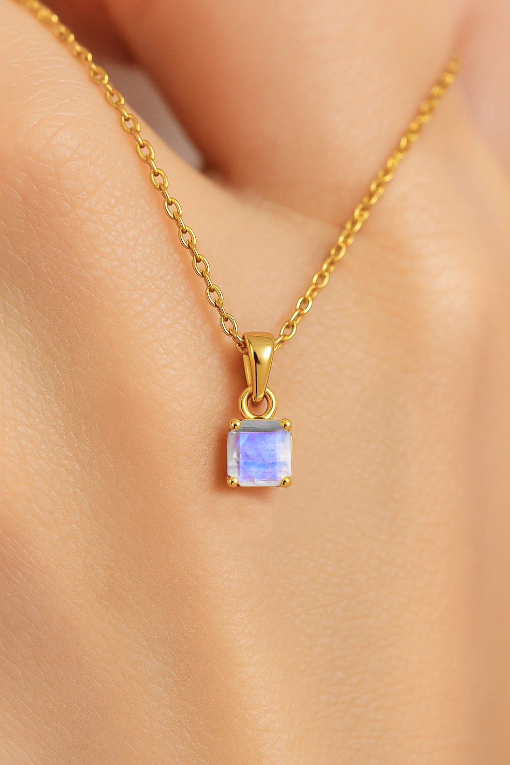 Octagon Moonstone Solitaire Pendant Necklace in 925 Sterling Silver 7mm Stone 1.50ct - Image 7