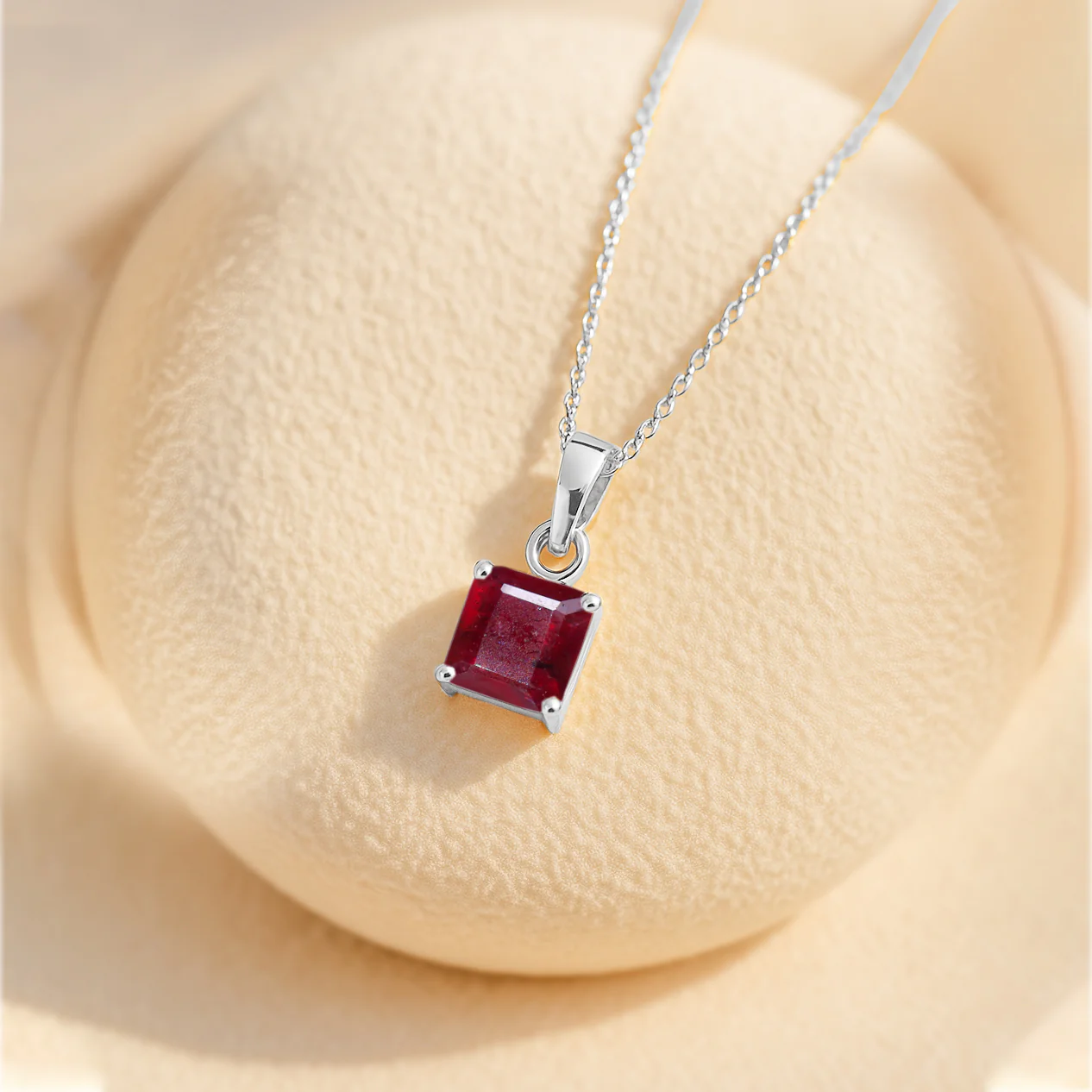 Octagon Ruby Solitaire Pendant Necklace in 925 Sterling Silver 7mm Stone 1.50ct - Image 3