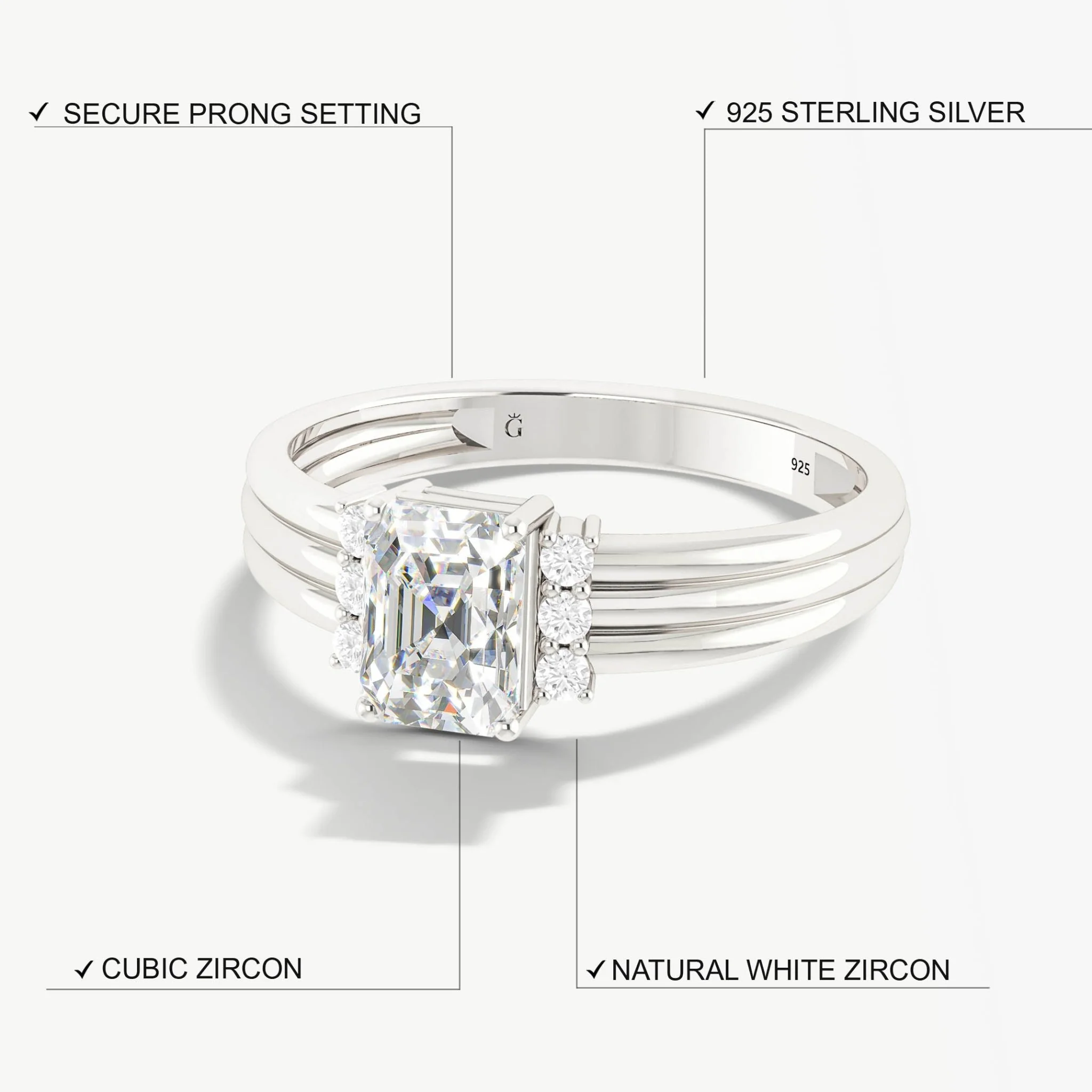 Octagon simulated diamond Zircon Engagement ring - Image 5